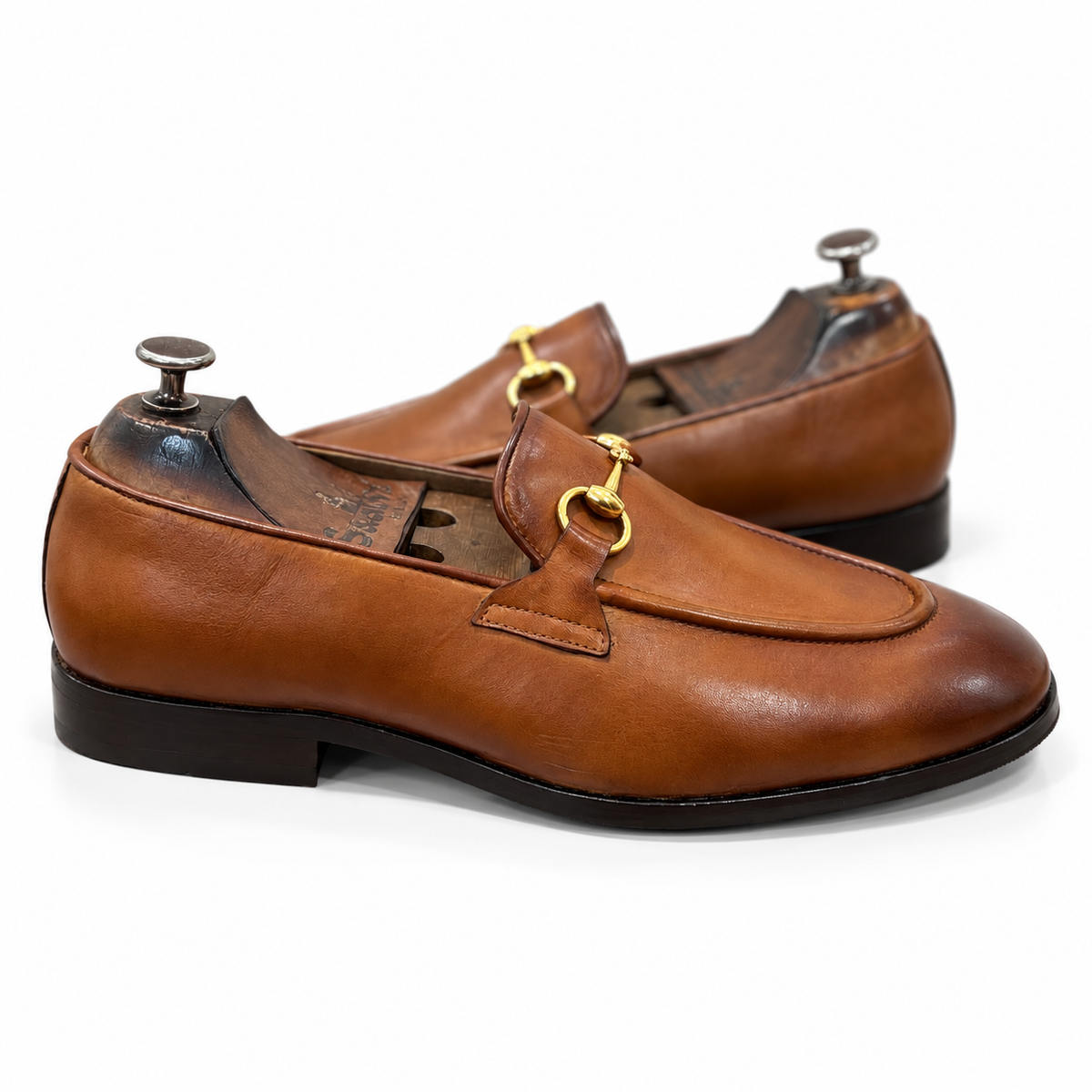 Cognac Royale Gold Horsebit Loafers