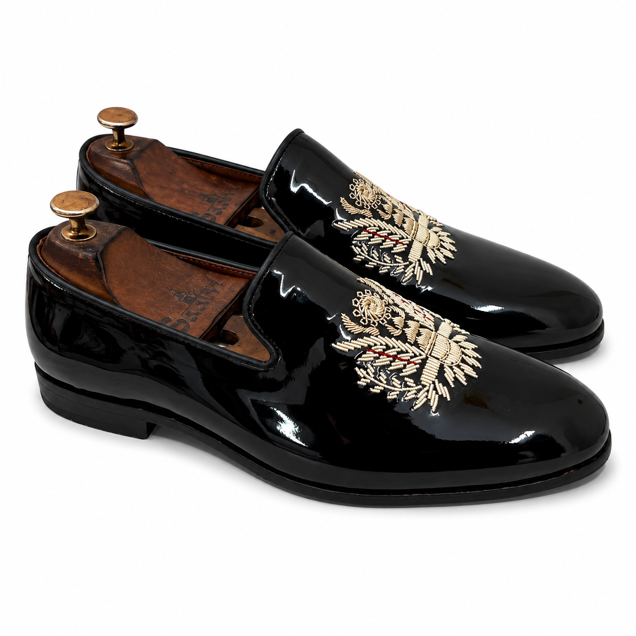 Eagle Zardosi Embroidery Patent Slipons