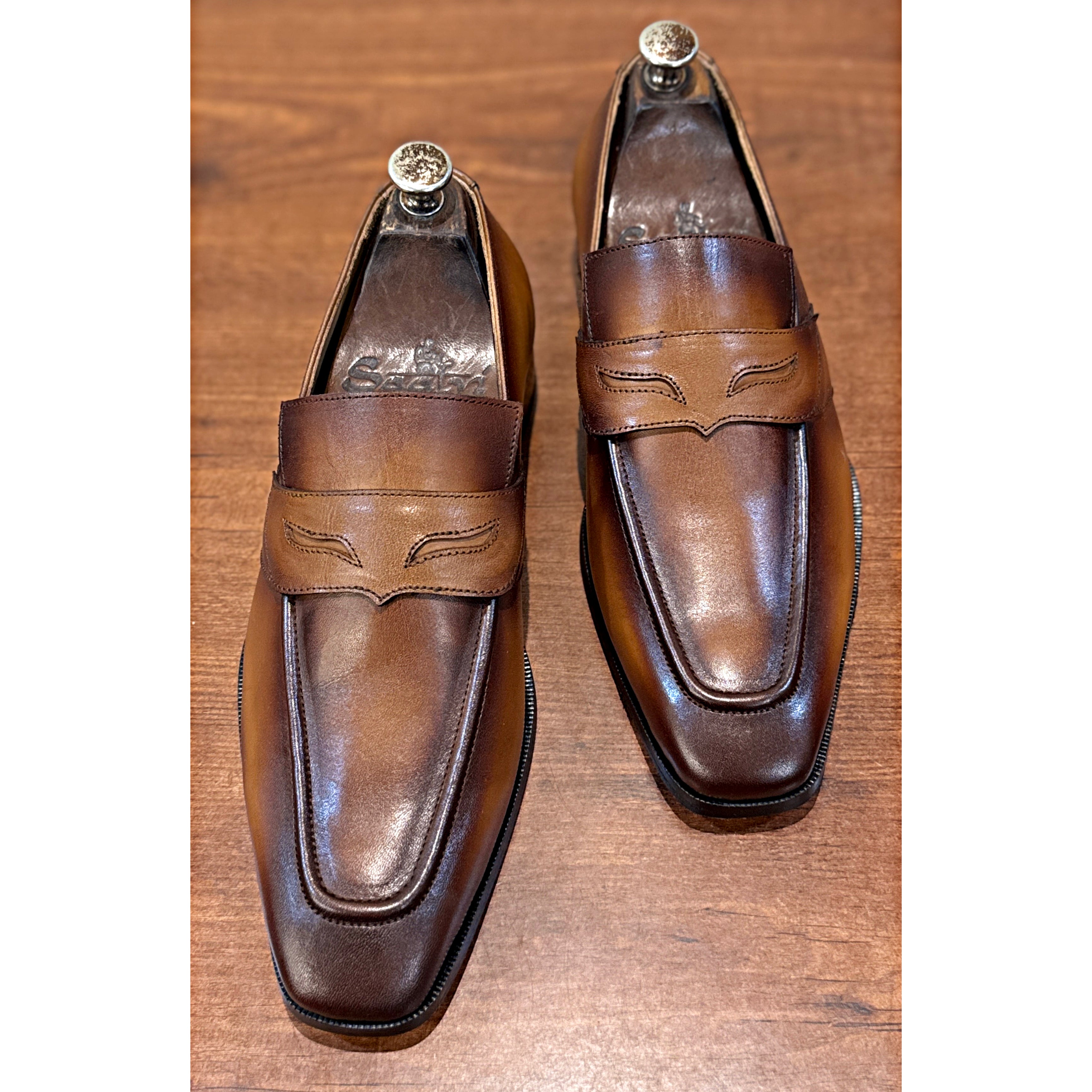 The Lorenzo Loafer – Handmade Burnished Brown Penny Loafers
