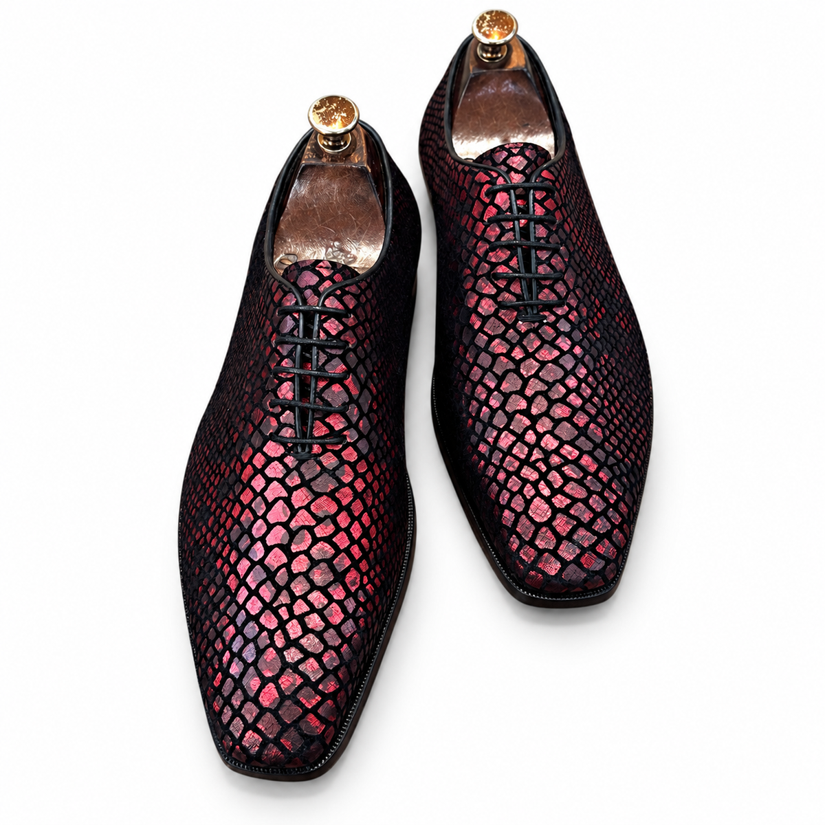Crimson Noir Textured Leather Oxfords