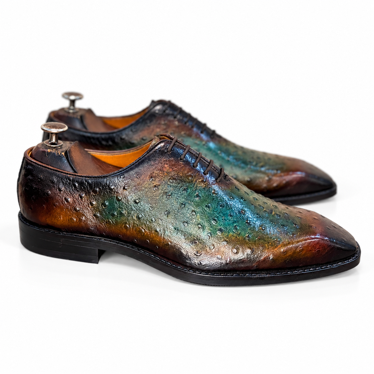 Ostrich Wholecut Oxfords Italia Hand Patina
