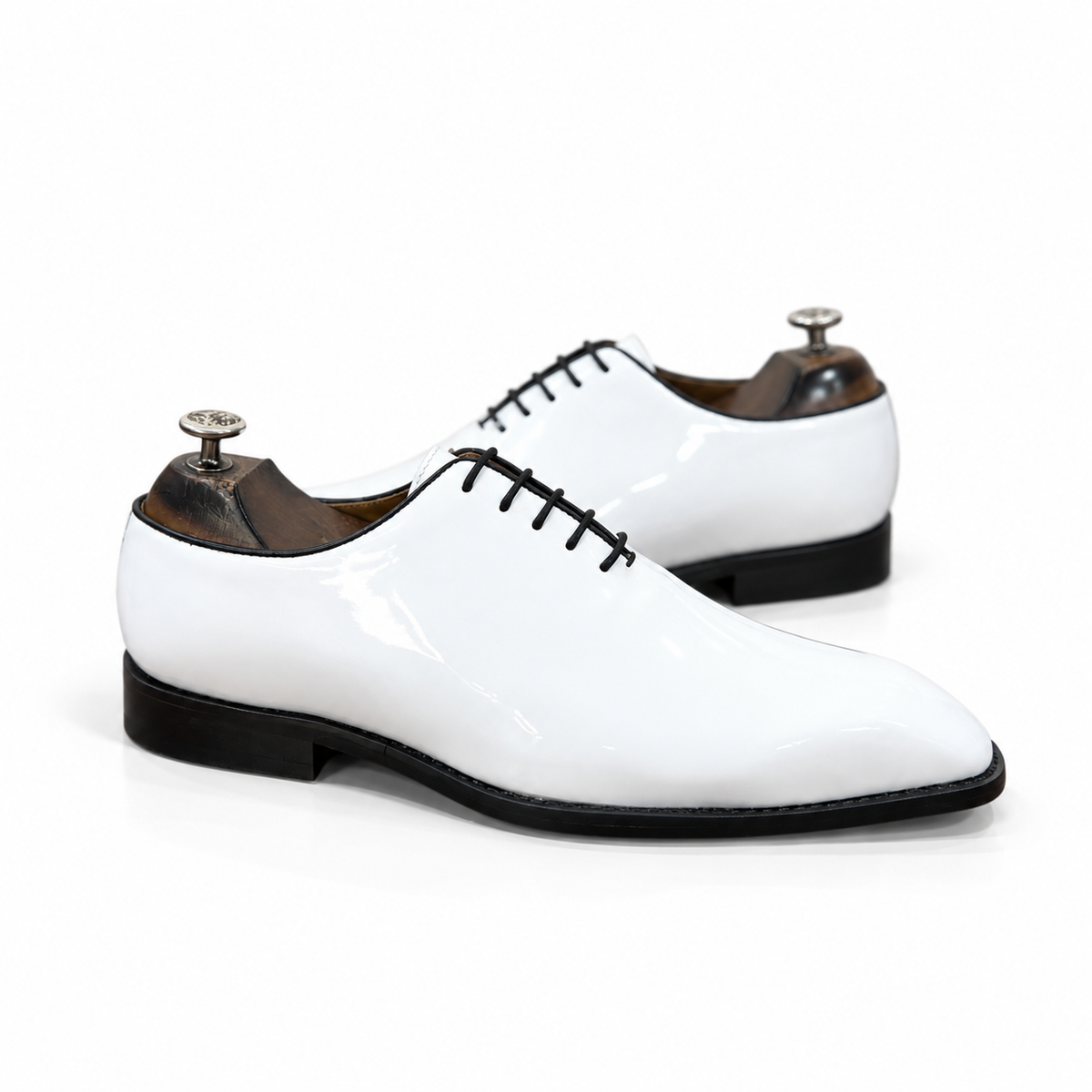 Ivory Sovereign — White Patent Leather Oxford Shoes
