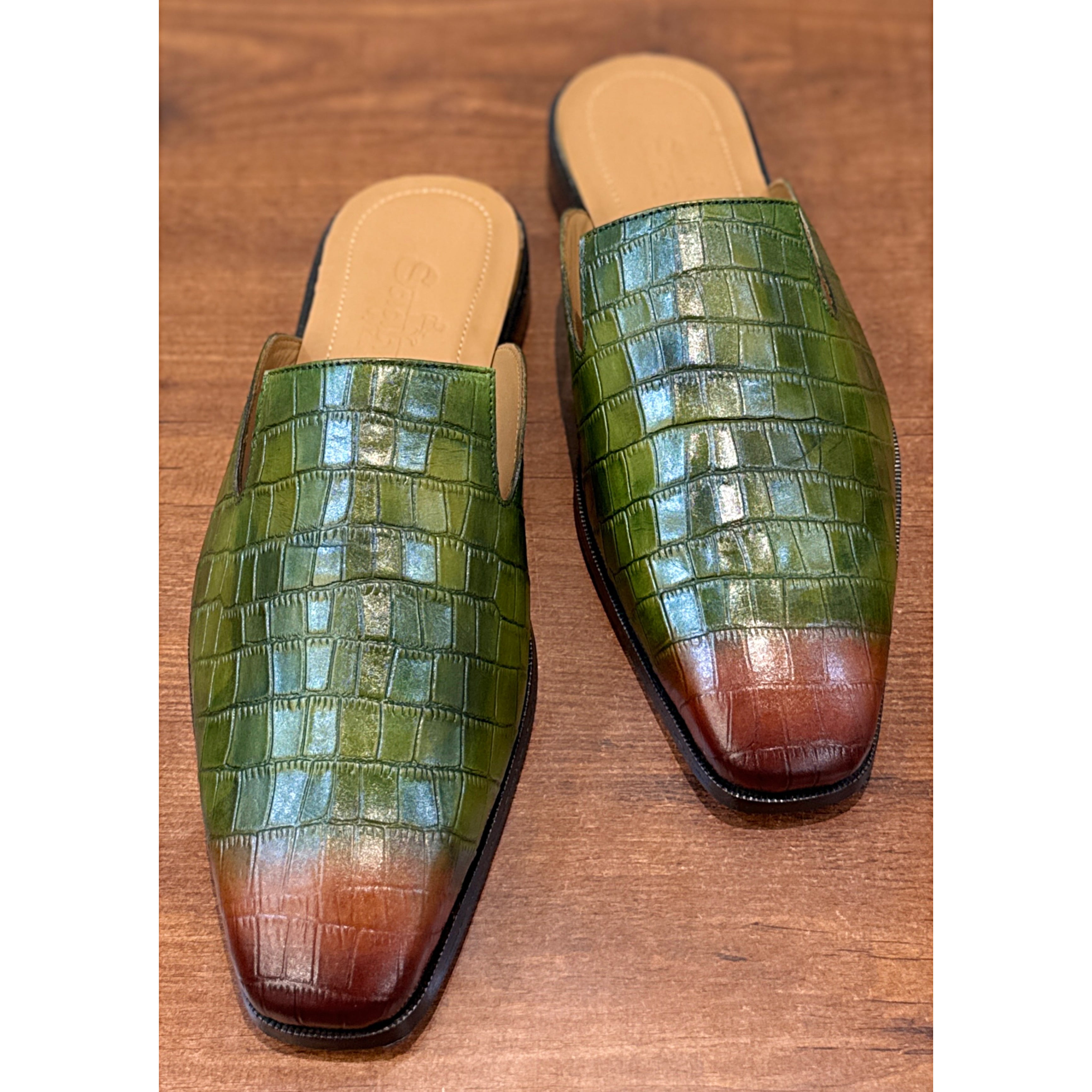 Monaco Verde Croc Mule