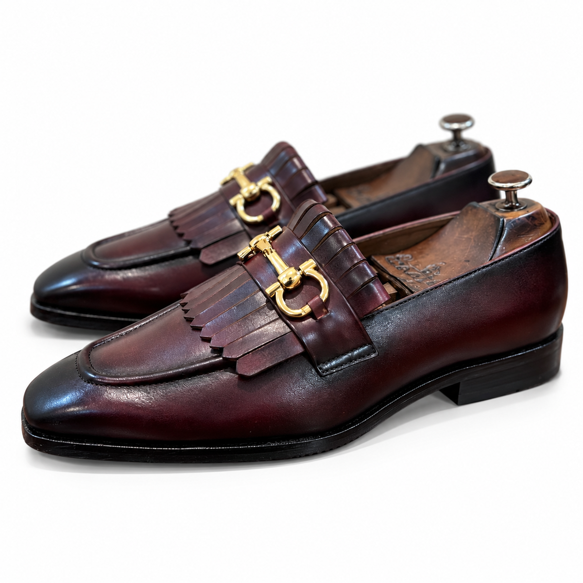 Saalvi Bordeaux Royale Fringe Loafers