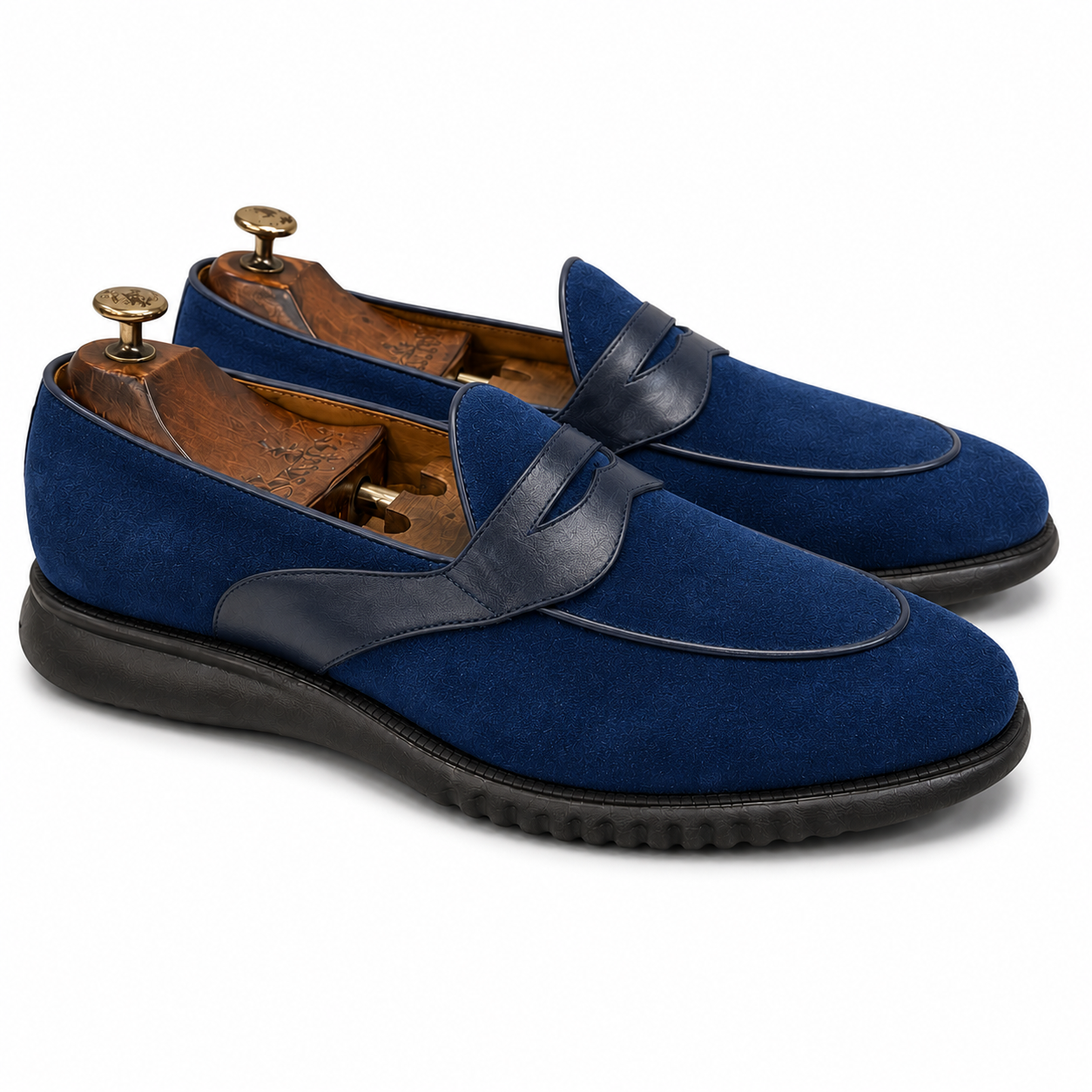 Blue Suede Penny Loafer