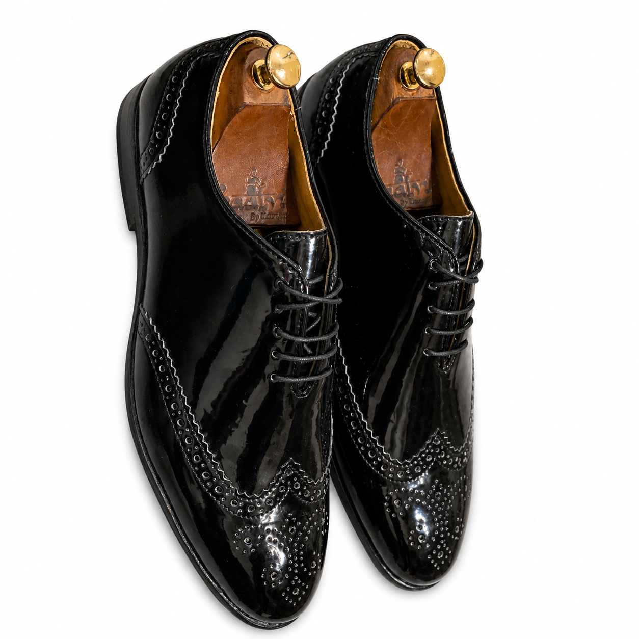 Noir Regent Patent Brogue Oxfords