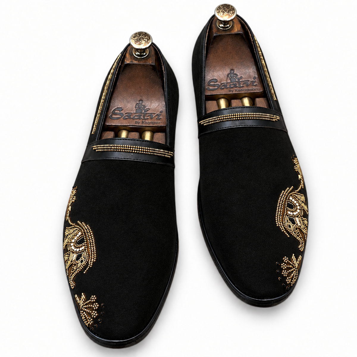 Noir Royale Elephant Embellished Loafers