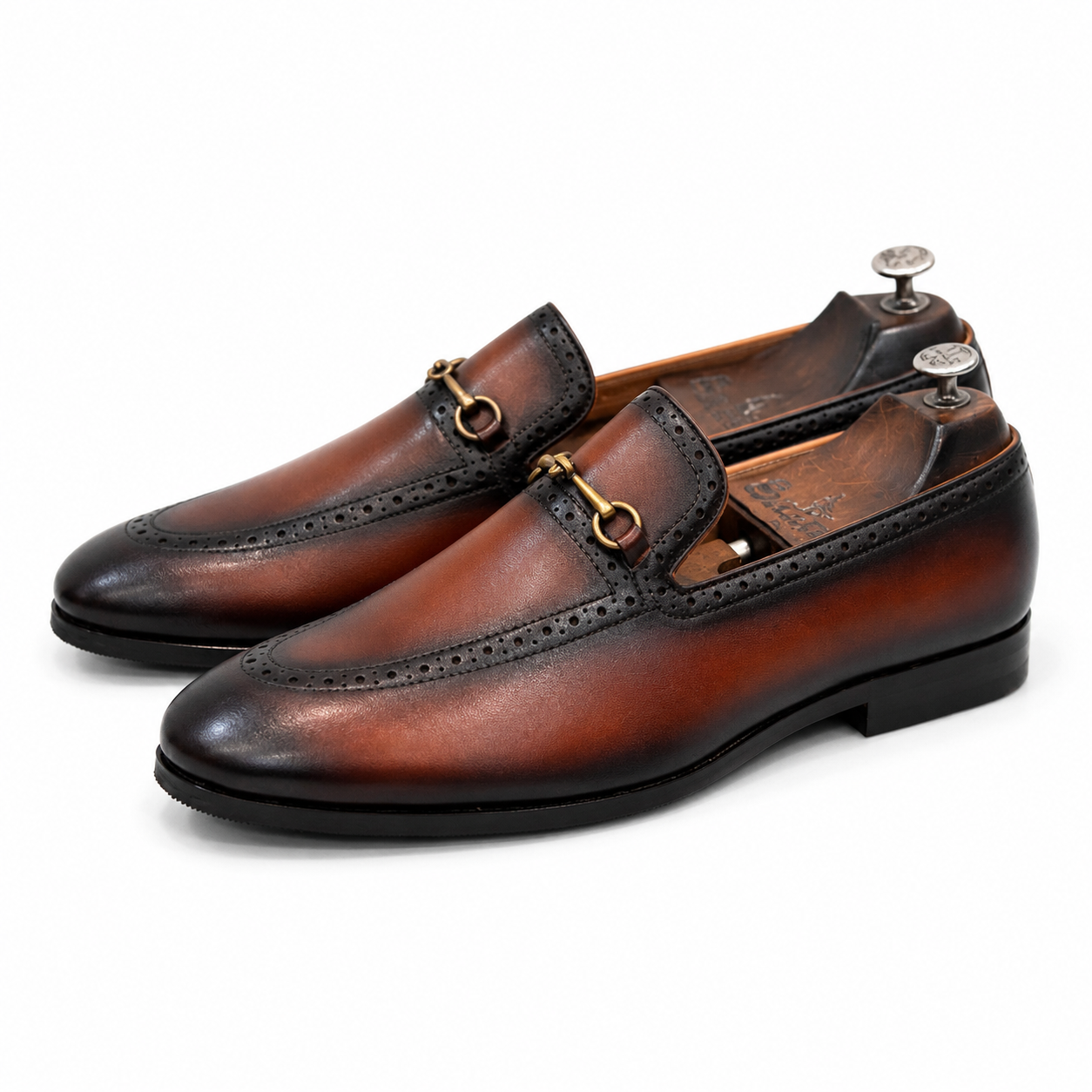 Semi Brogue Horsebit Loafers Tan