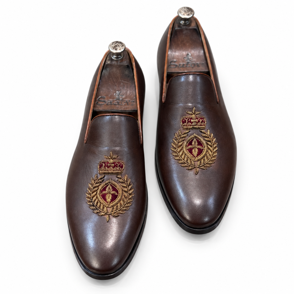 Espresso Sovereign Crest Embroidered Loafers