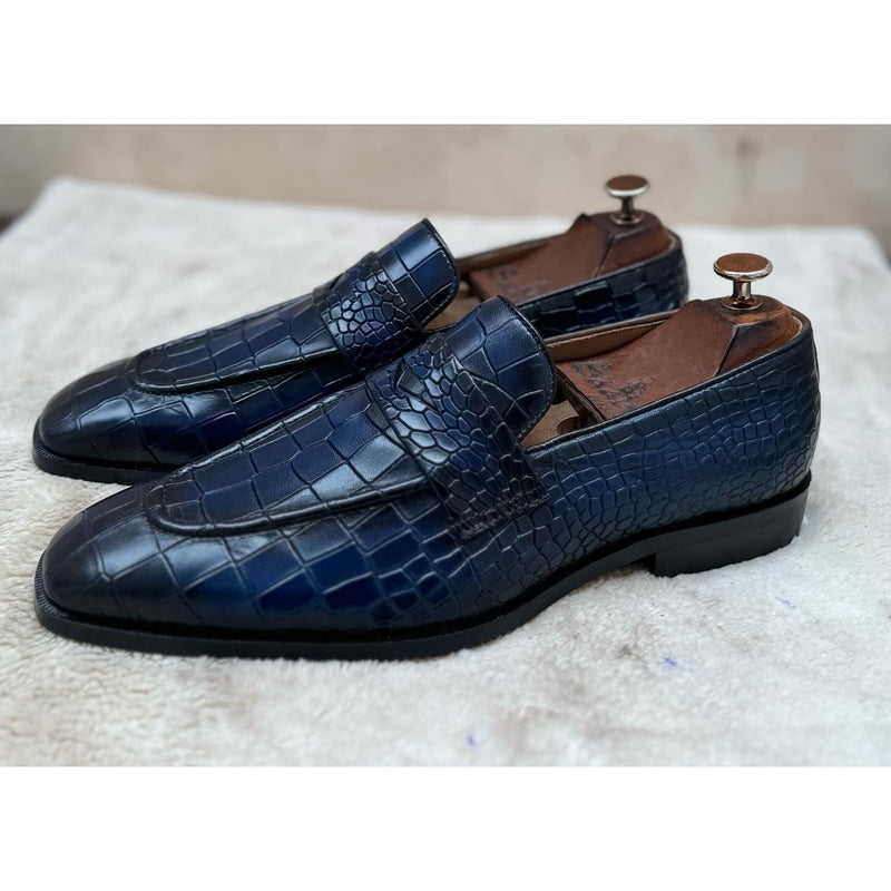Penny Loafers Hand Patina Blue