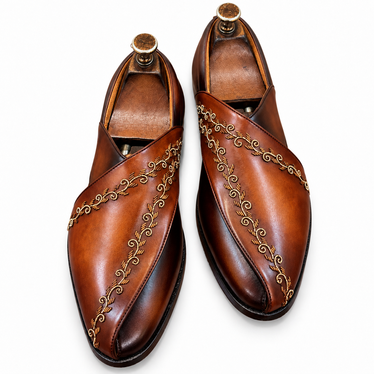 Peshwari Royale – Handcrafted Tan Leather Peshwari Sandals
