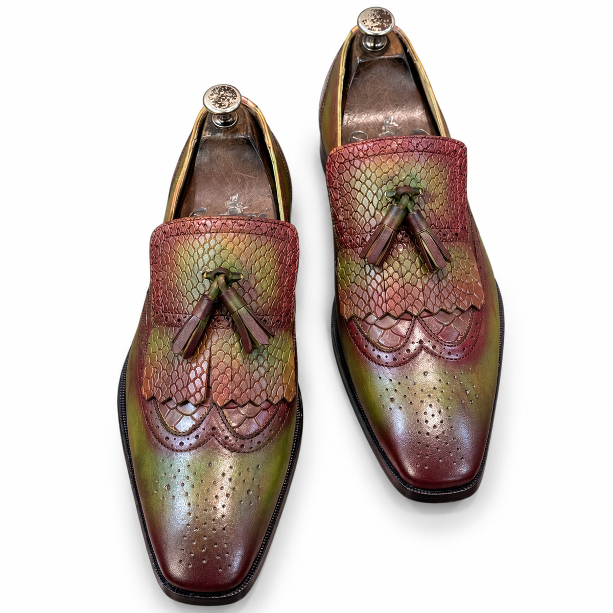 Burgundy Olive Kiltie Tassel Loafers