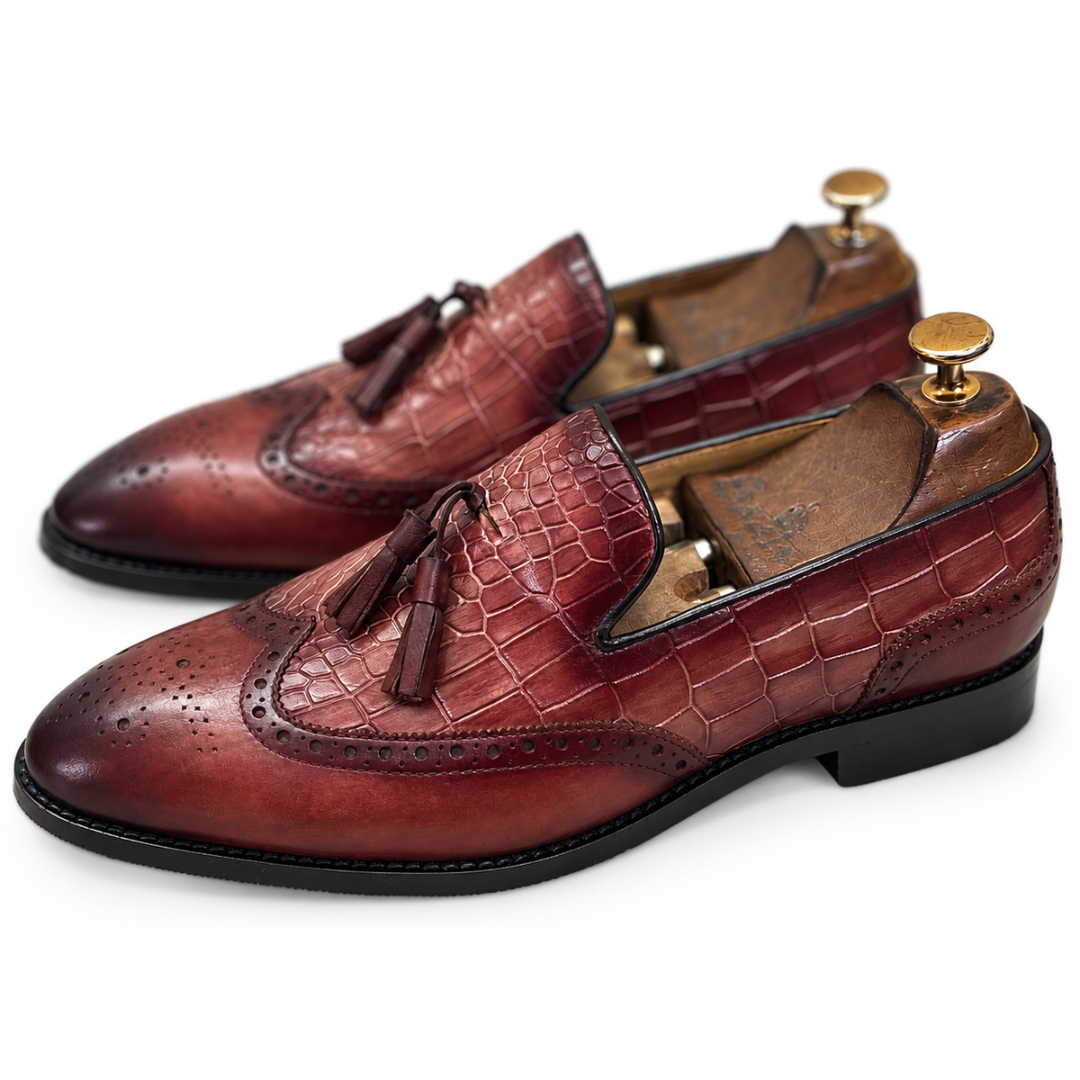 Bordeaux Sovereign Croco Tassel Loafers
