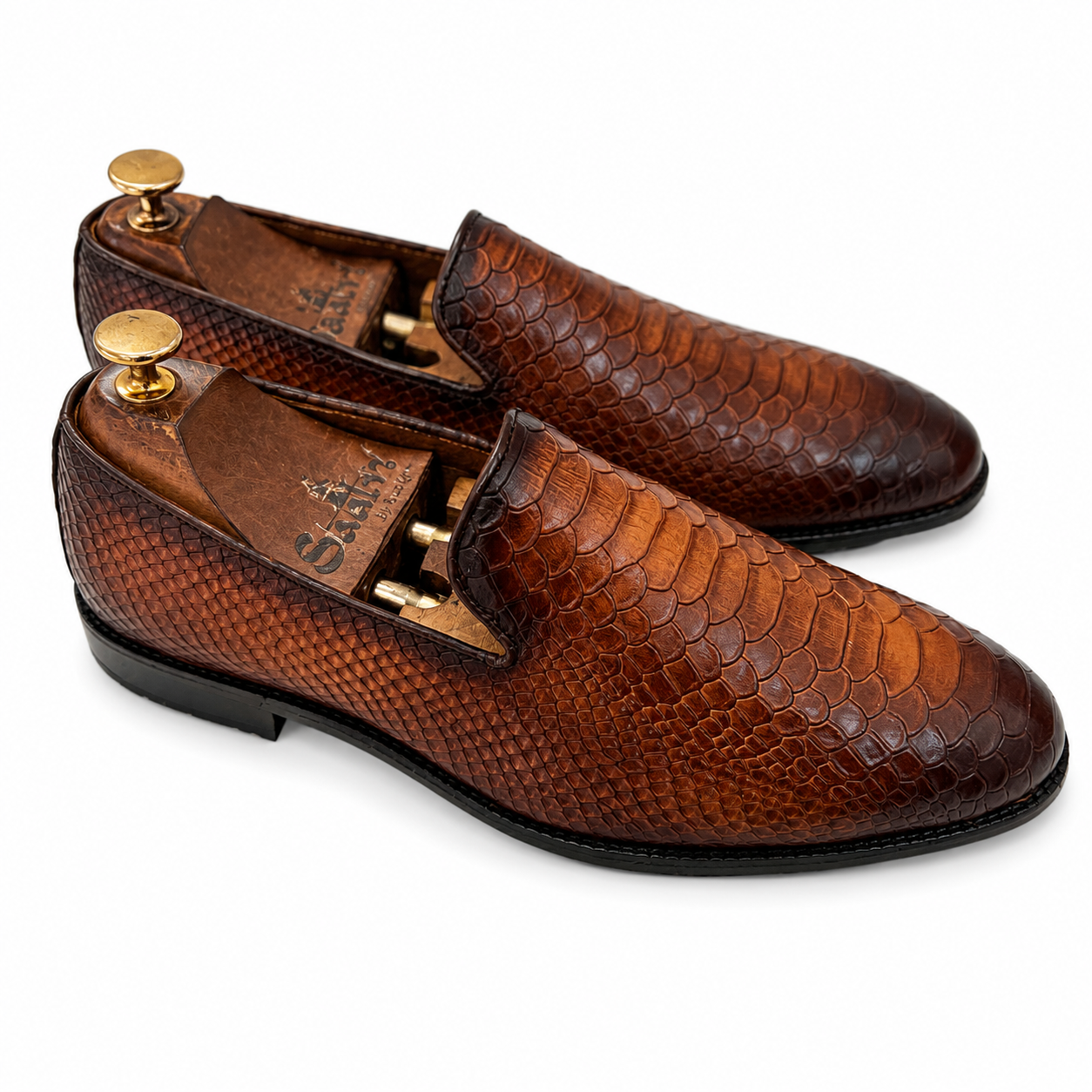 Aspen Python Loafers – Tan Embossed Leather