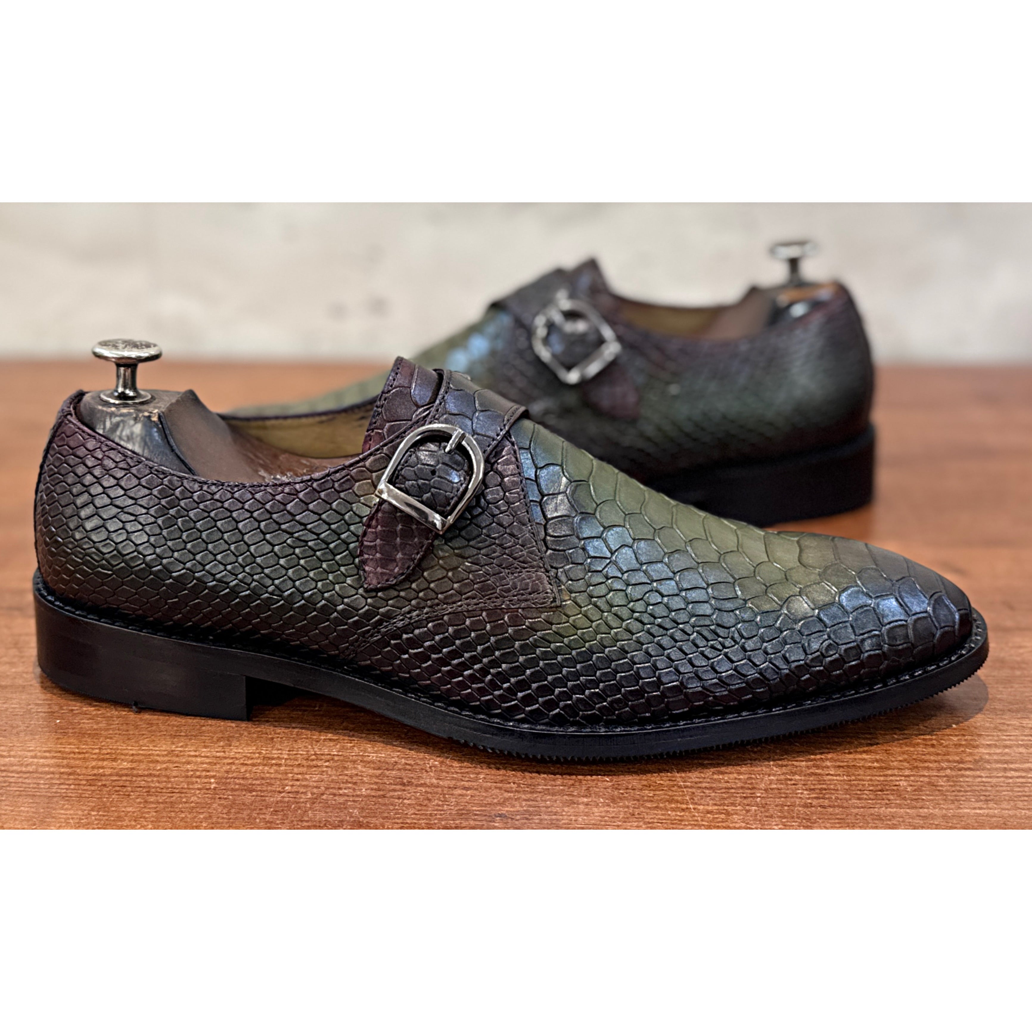 Emerald Python Single Monk Shoes