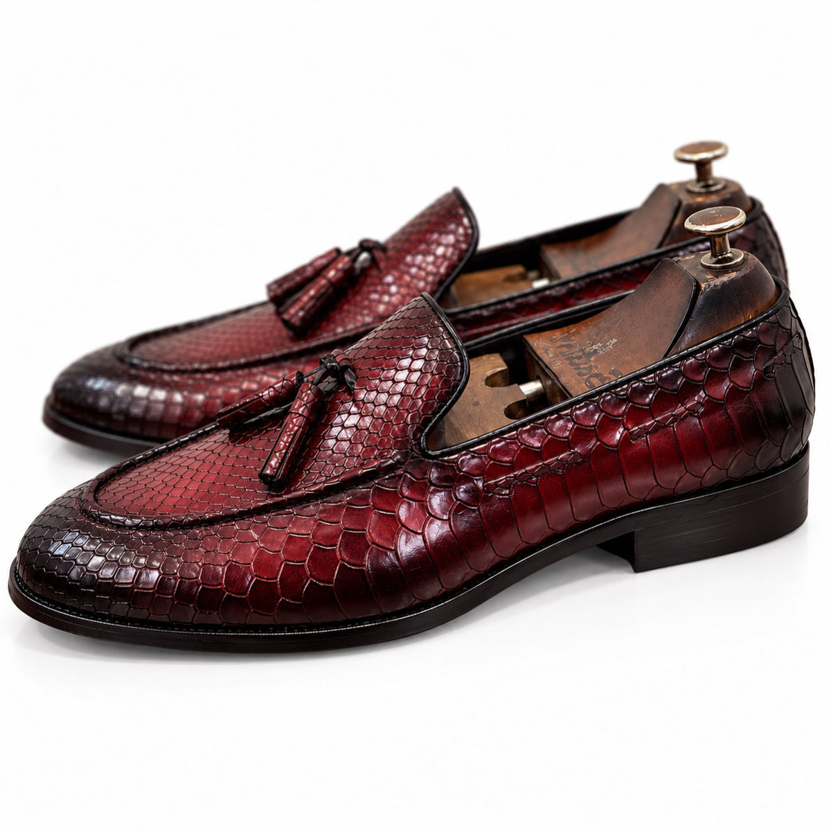 Crimson Serpente Royale Tassel Loafers
