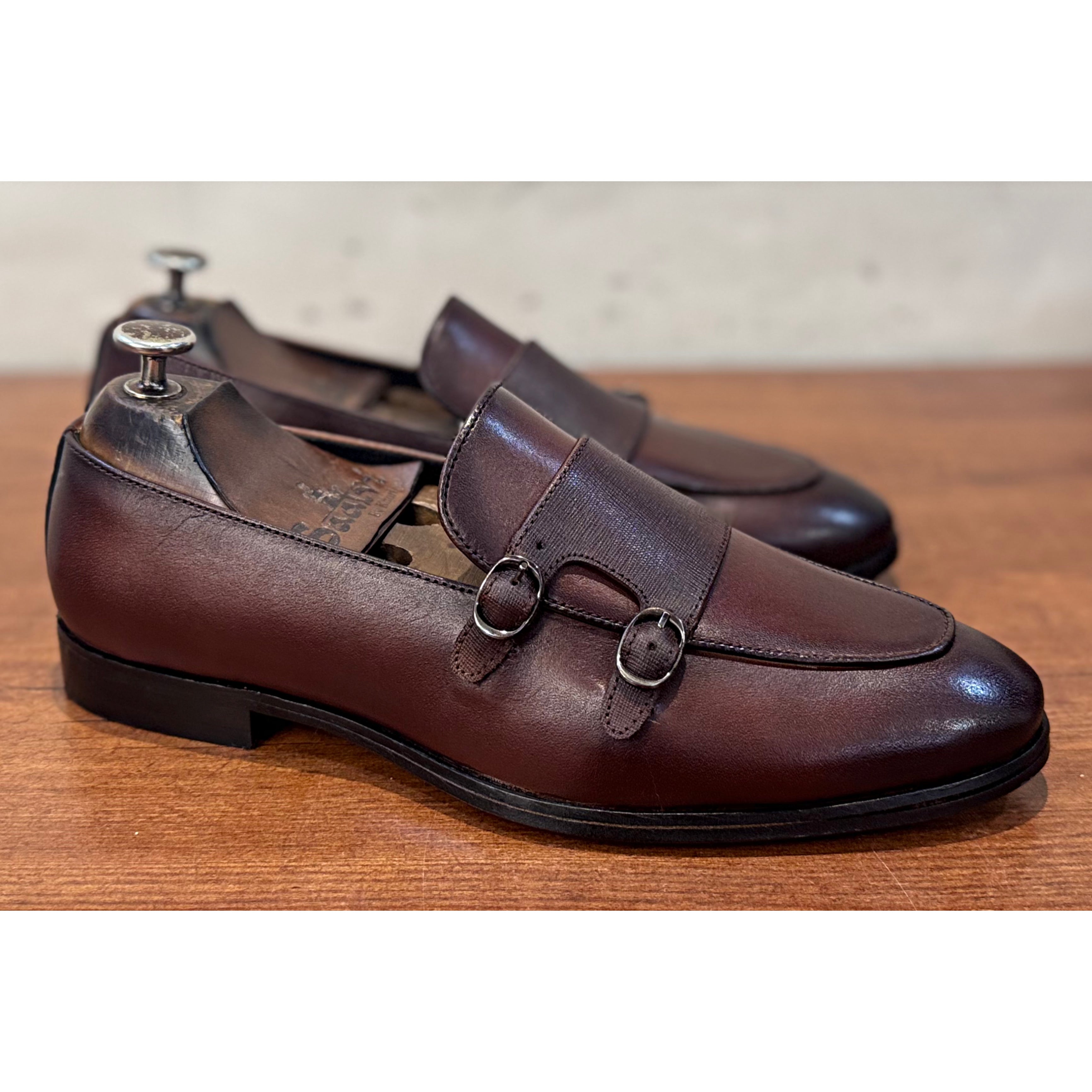 Brown Double Monk Strap Loafers