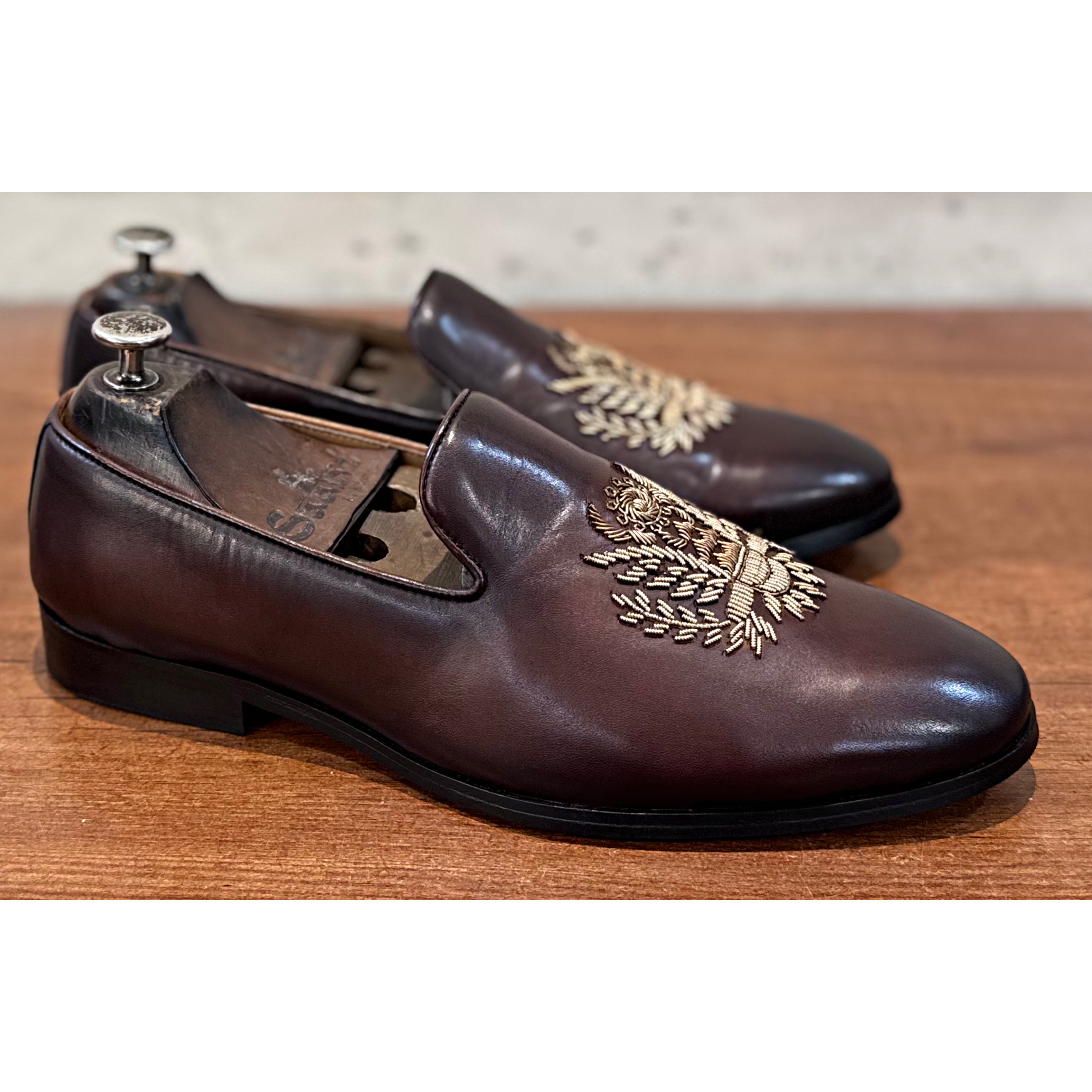 Imperial Eagle Zardosi Slip-On – Dual Tone Brown