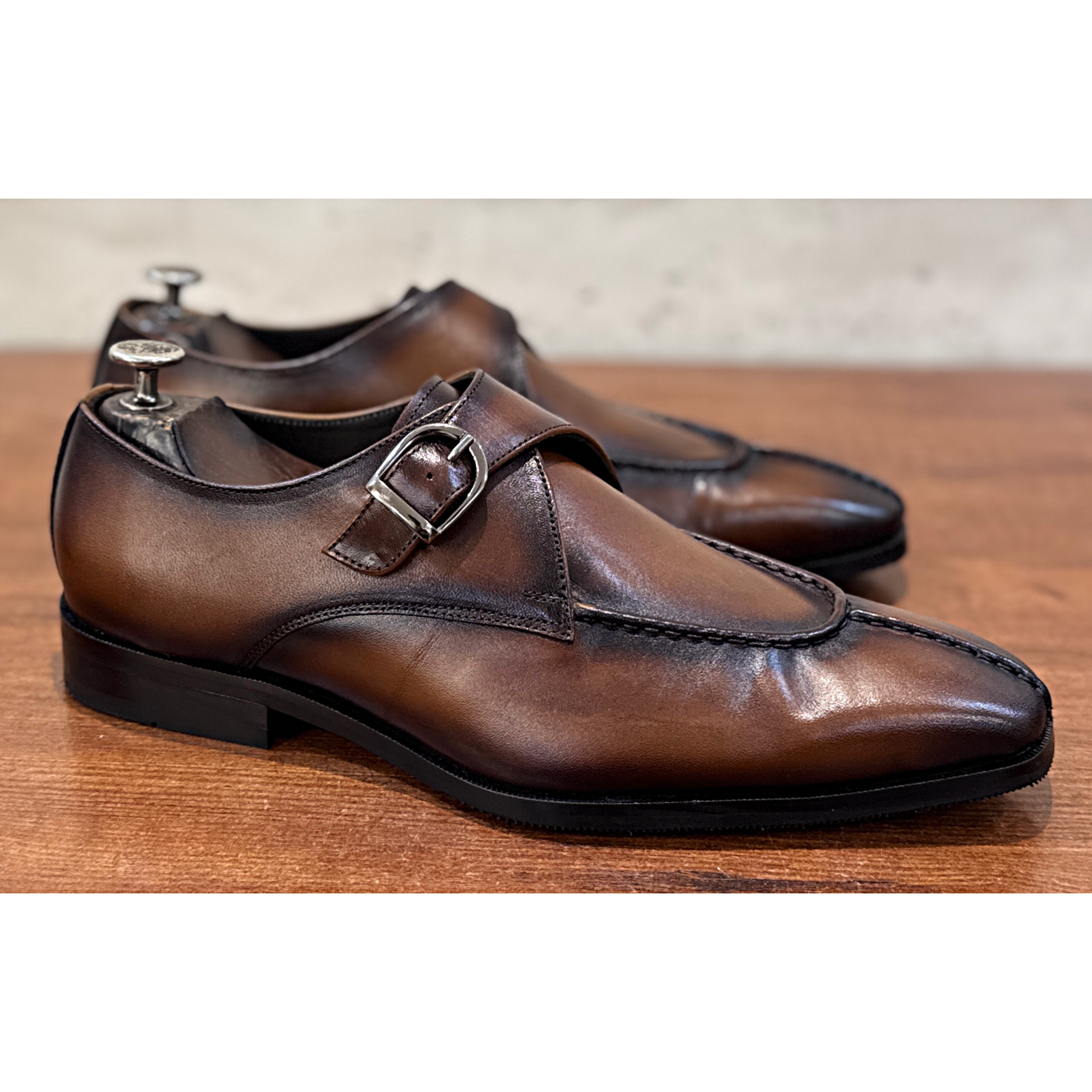 Savile Row Dark Brown Apron Monk Shoes