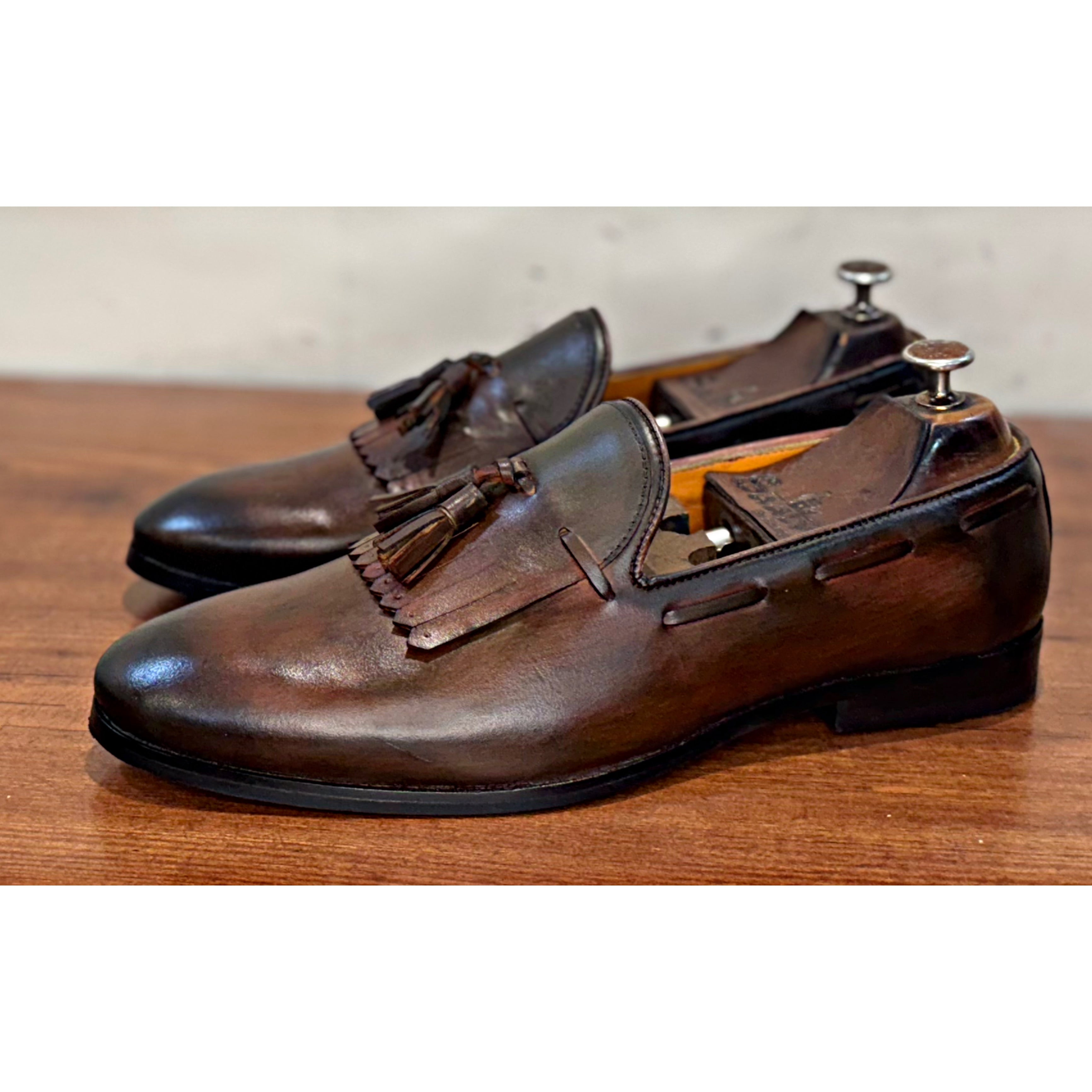 Brown Fringe Loafers With Fringes & Tassels