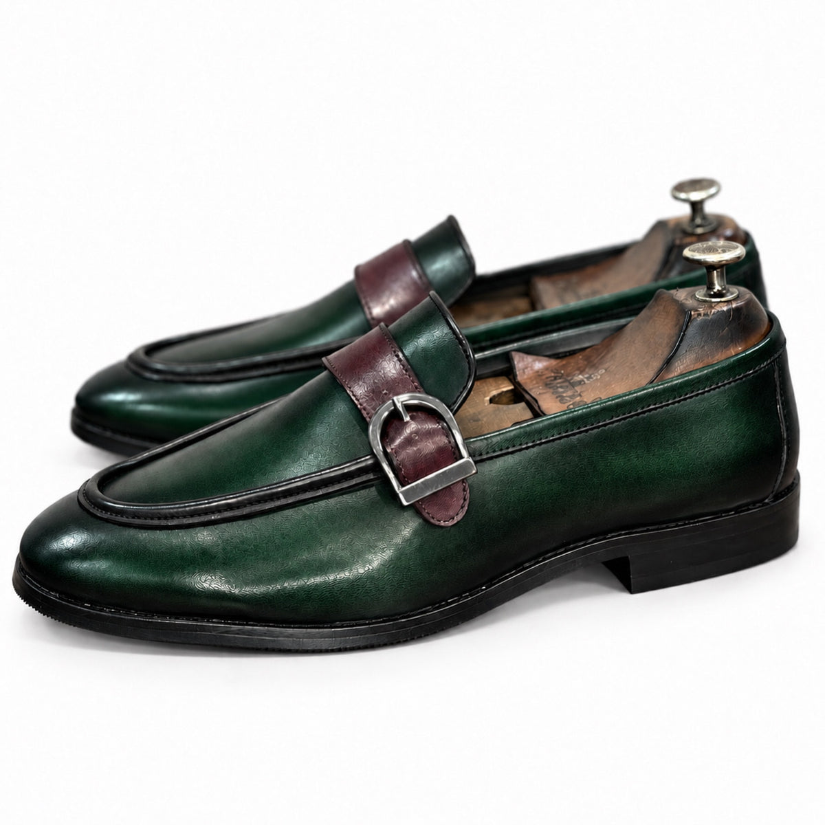 Emerald Bordeaux Buckle Loafers
