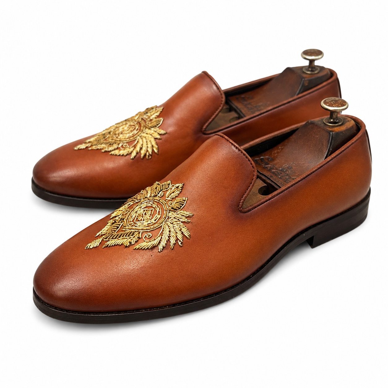 Aarambh - Embroidery Slipons Tan