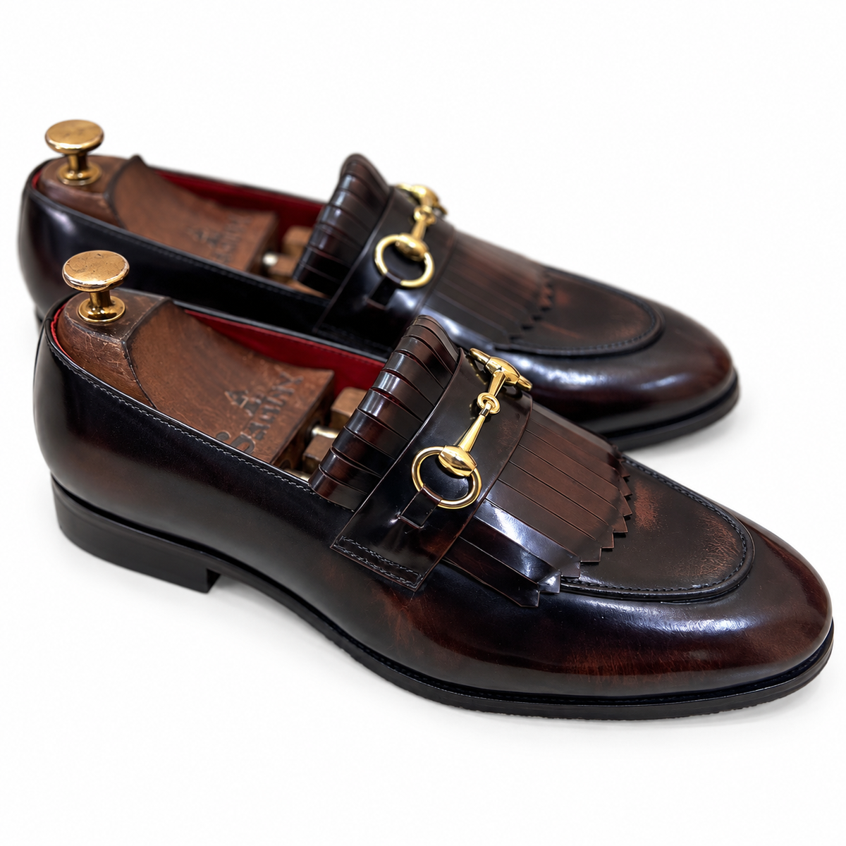Noir Brown Horsebit Fringe Loafers