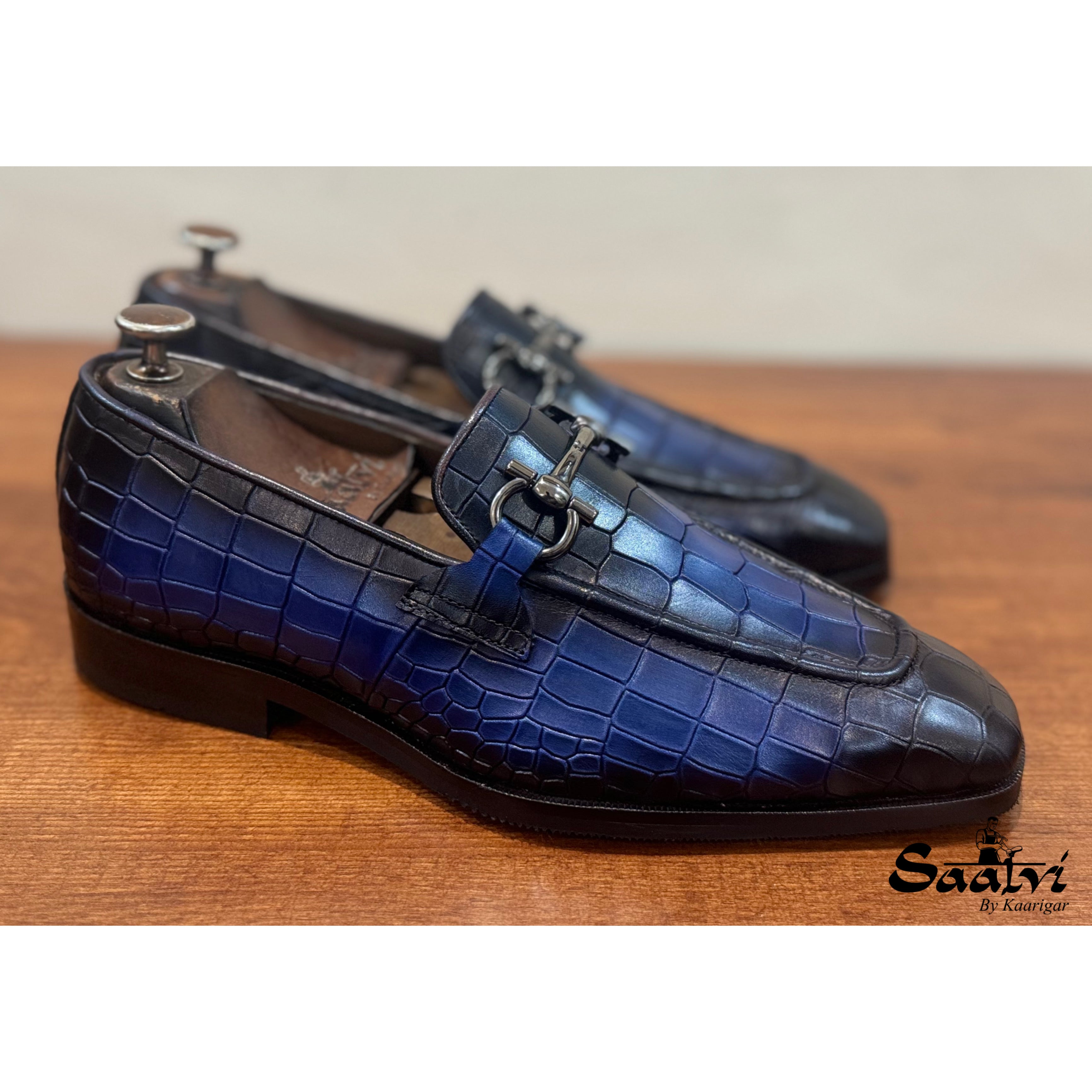 Classic Hand Patina Loafers Blue