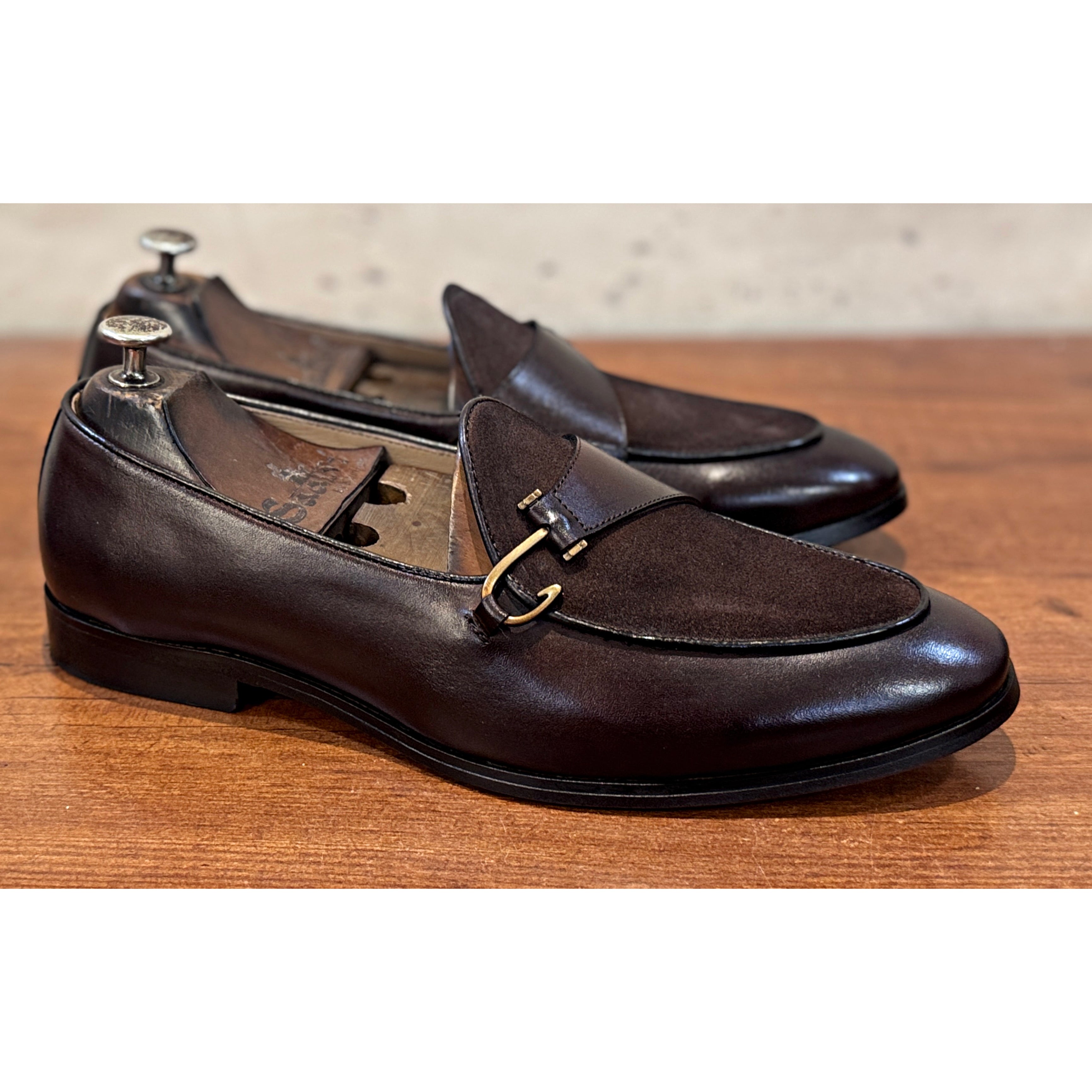 Cognac Suede Saddle Belgian Loafer