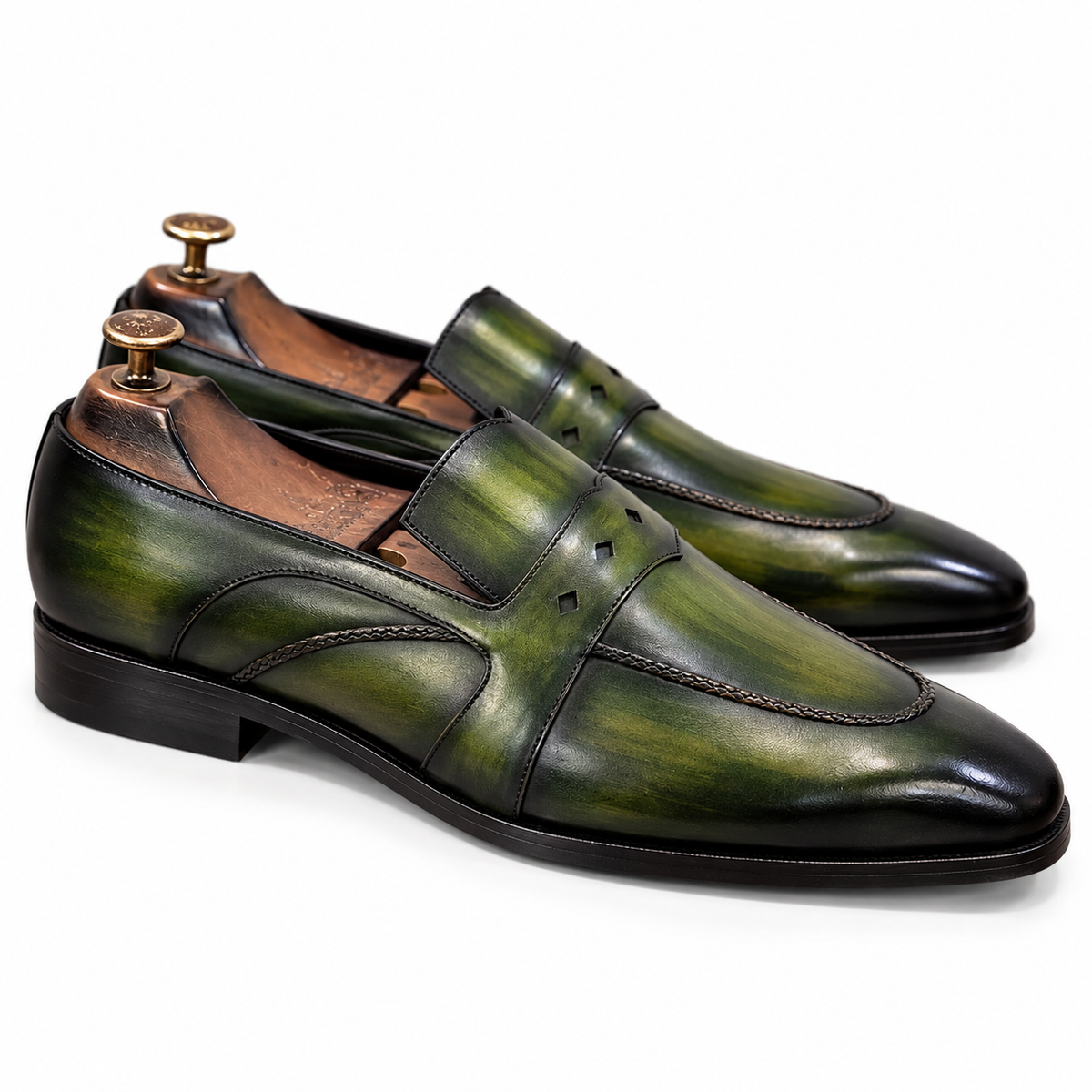 Saalvi Viridian Noir Patina Loafers