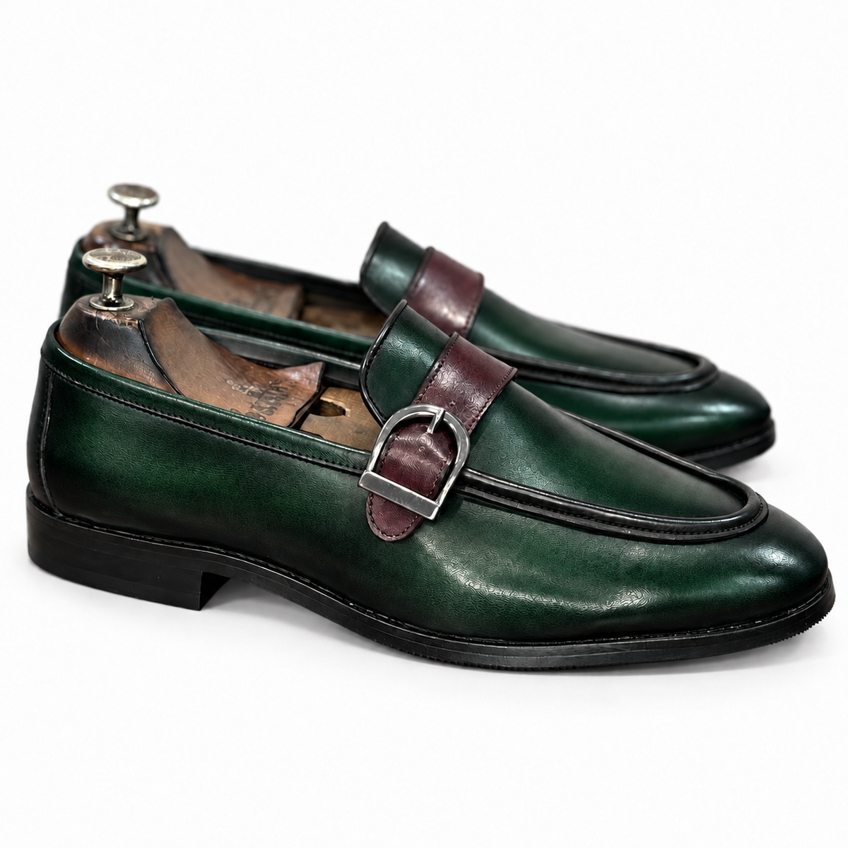 Emerald Bordeaux Buckle Loafers