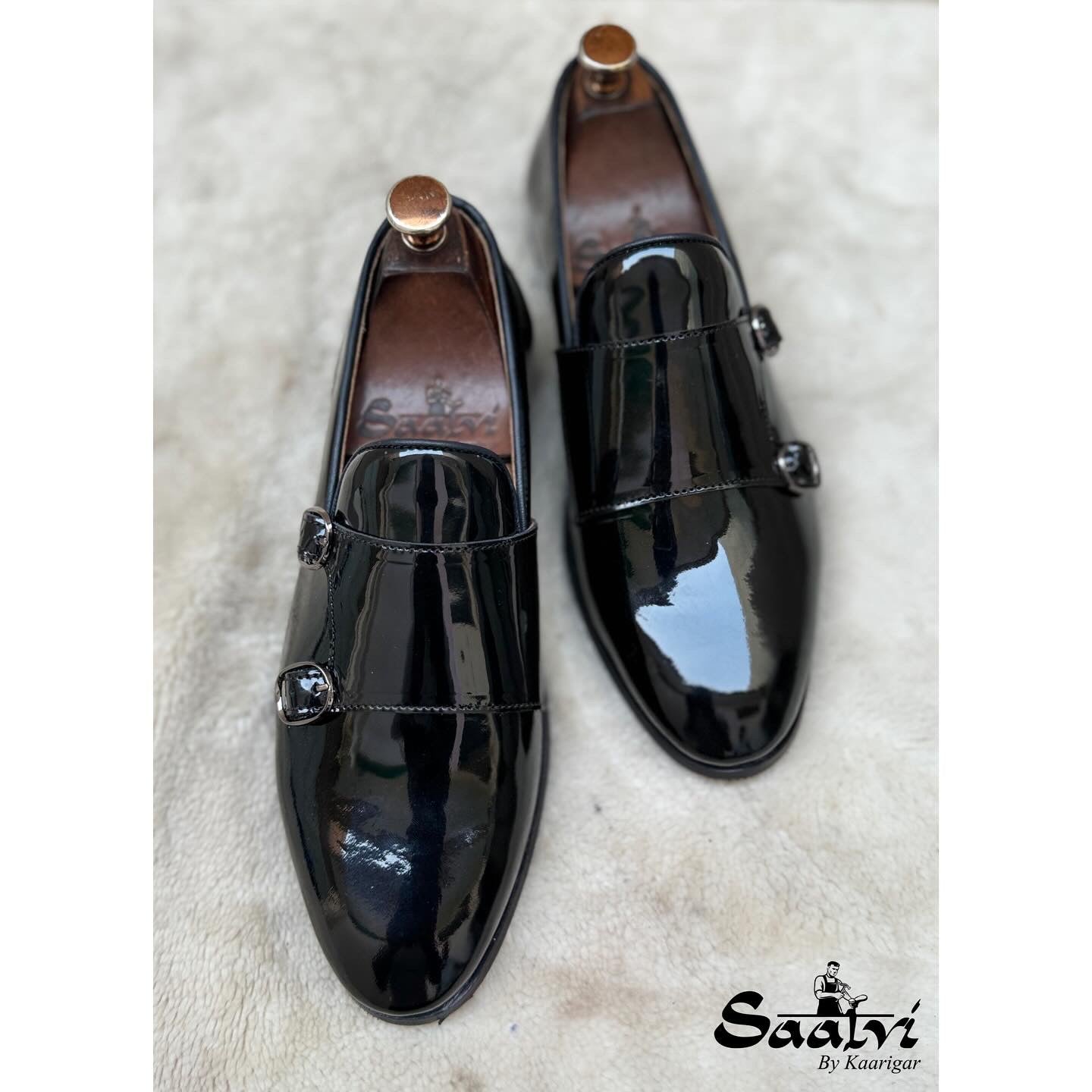 Black Patent Monk Straps