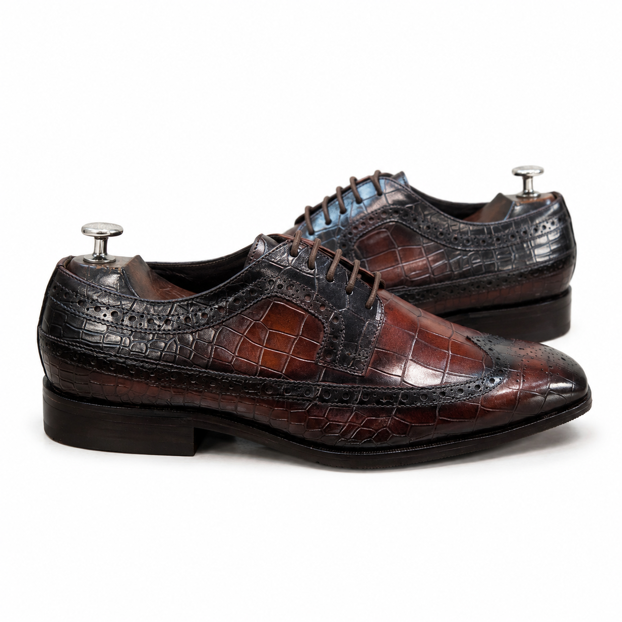Saalvi Aureon Regent Croc-Embossed Brogue