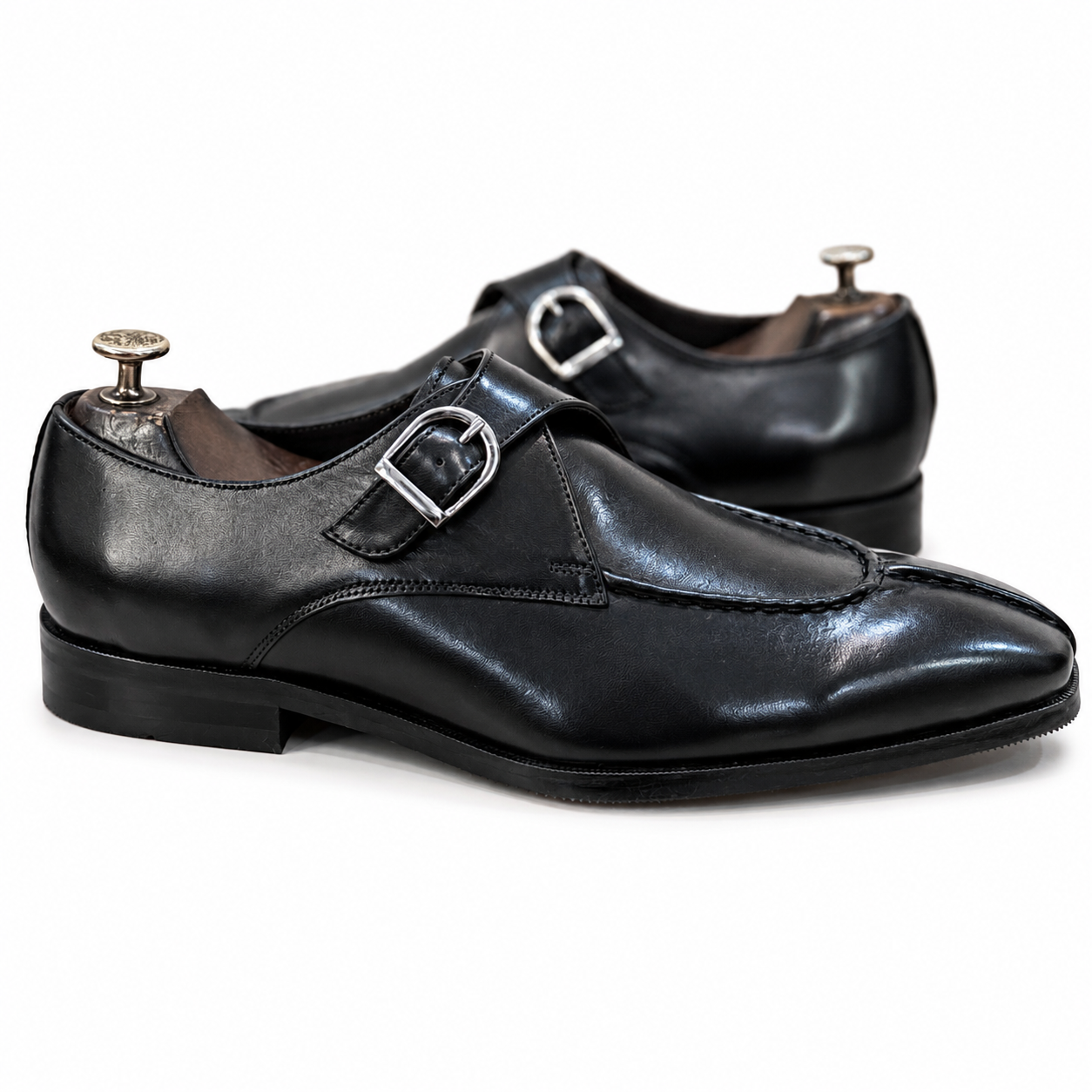 Savile Row Belgian Apron Monk Shoes – Noir Obsidian