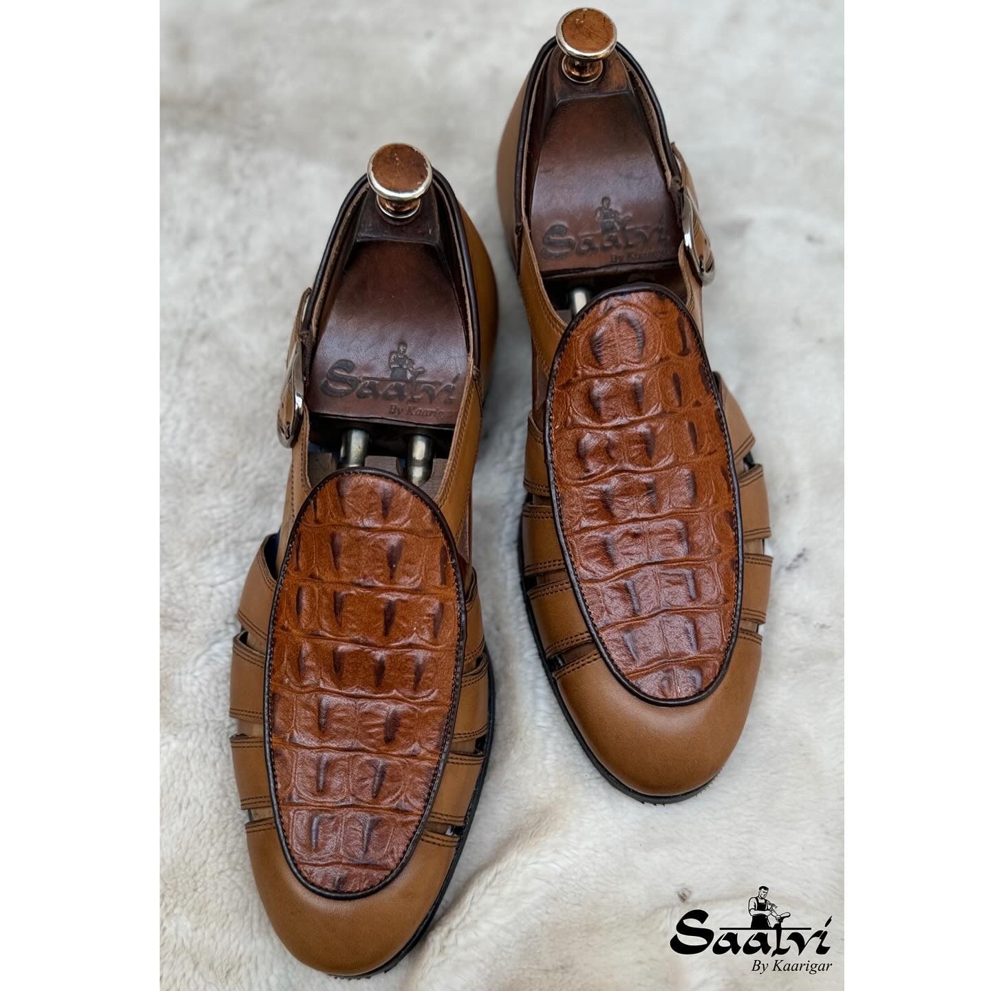 Tan Roman Sandal Croco