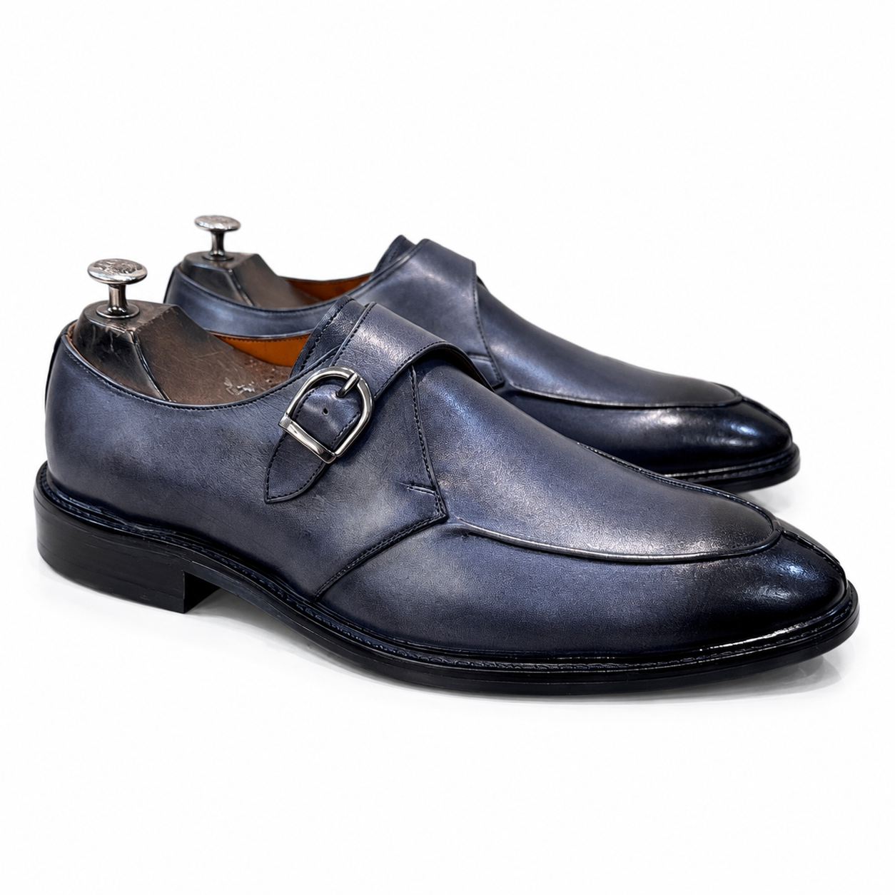 Midnight Slate Single Monk Strap Shoes