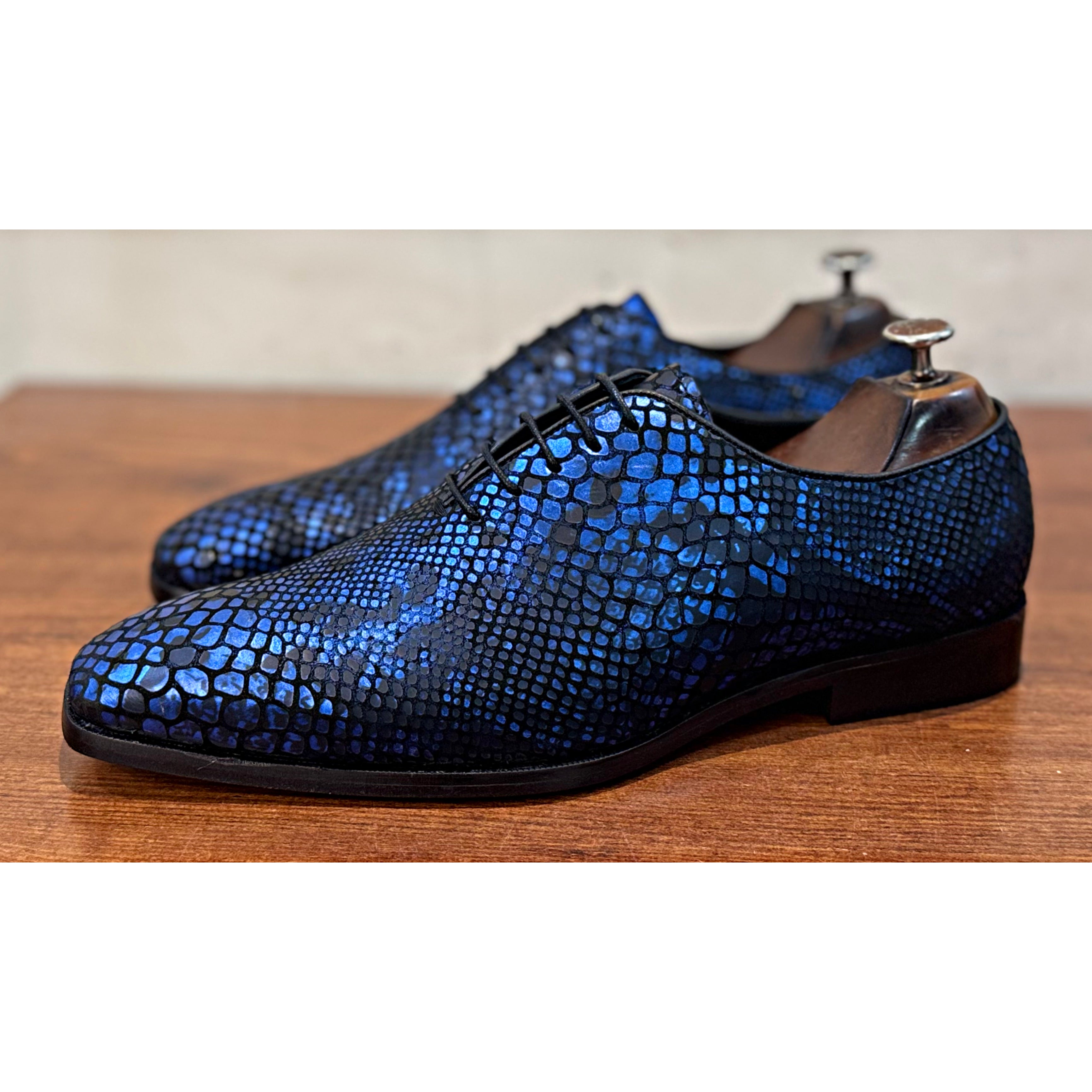 Blue Snake Foil Oxfords