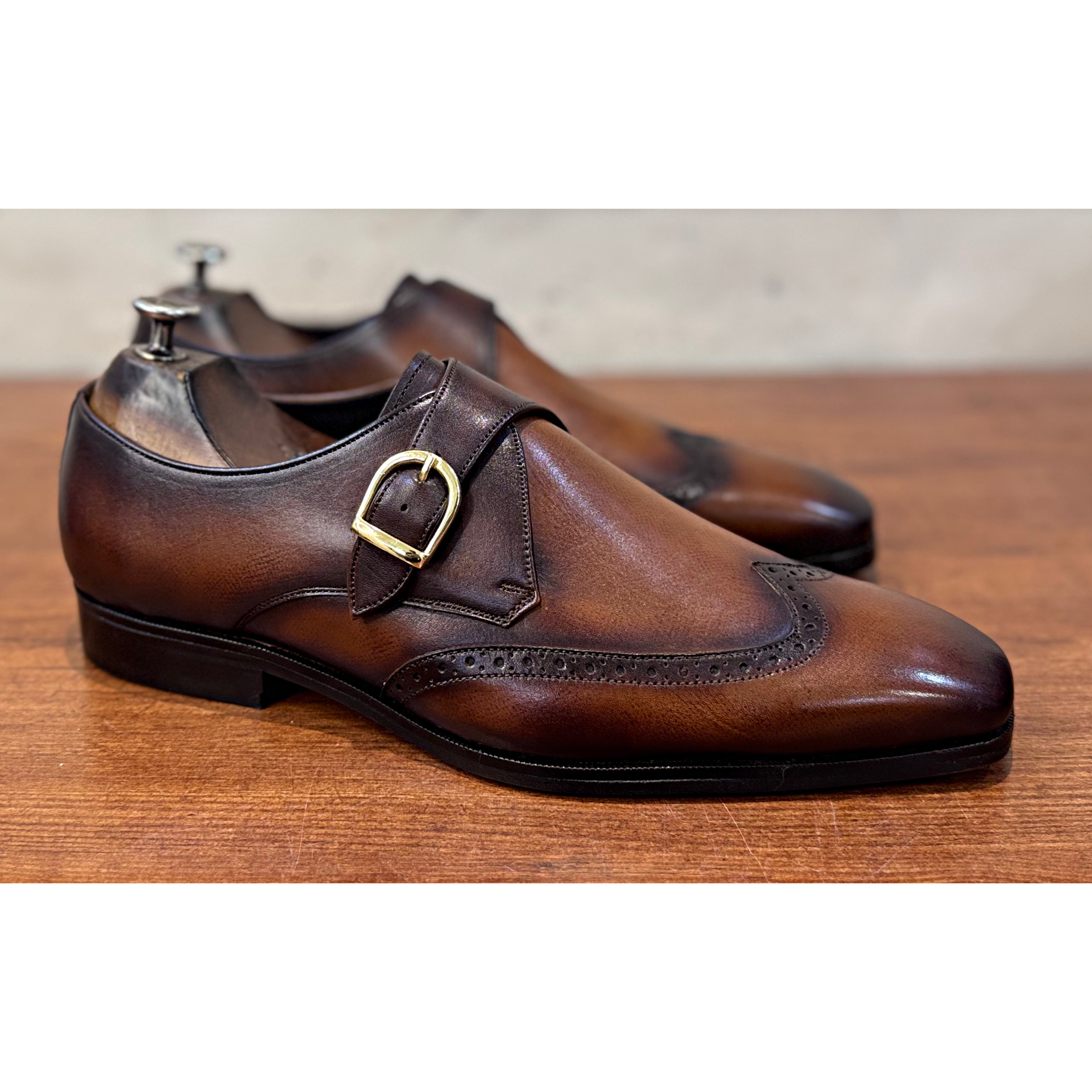 Single Monk Strap Hand Patina