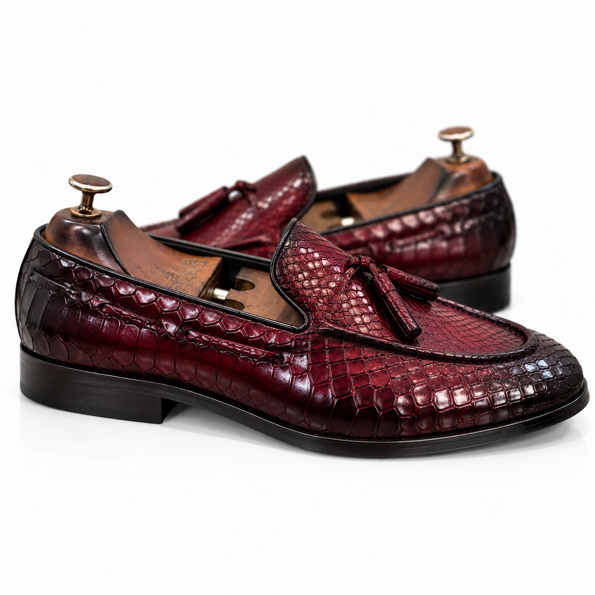 Crimson Serpente Royale Tassel Loafers