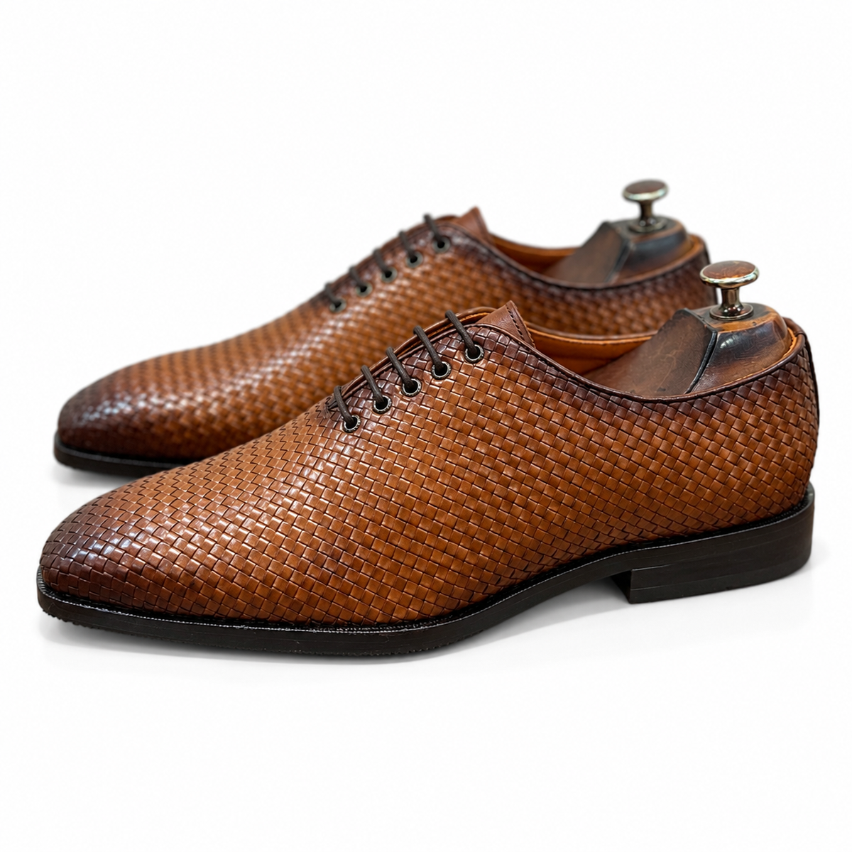 Tan Handwoven Wholecut Oxfords
