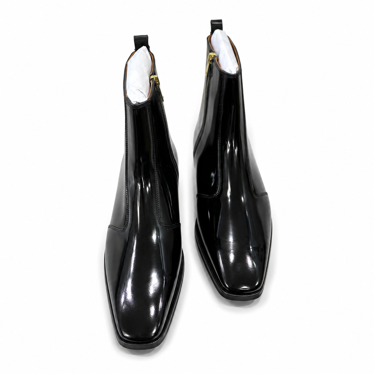Midnight Black Patent Leather Chelsea Boots