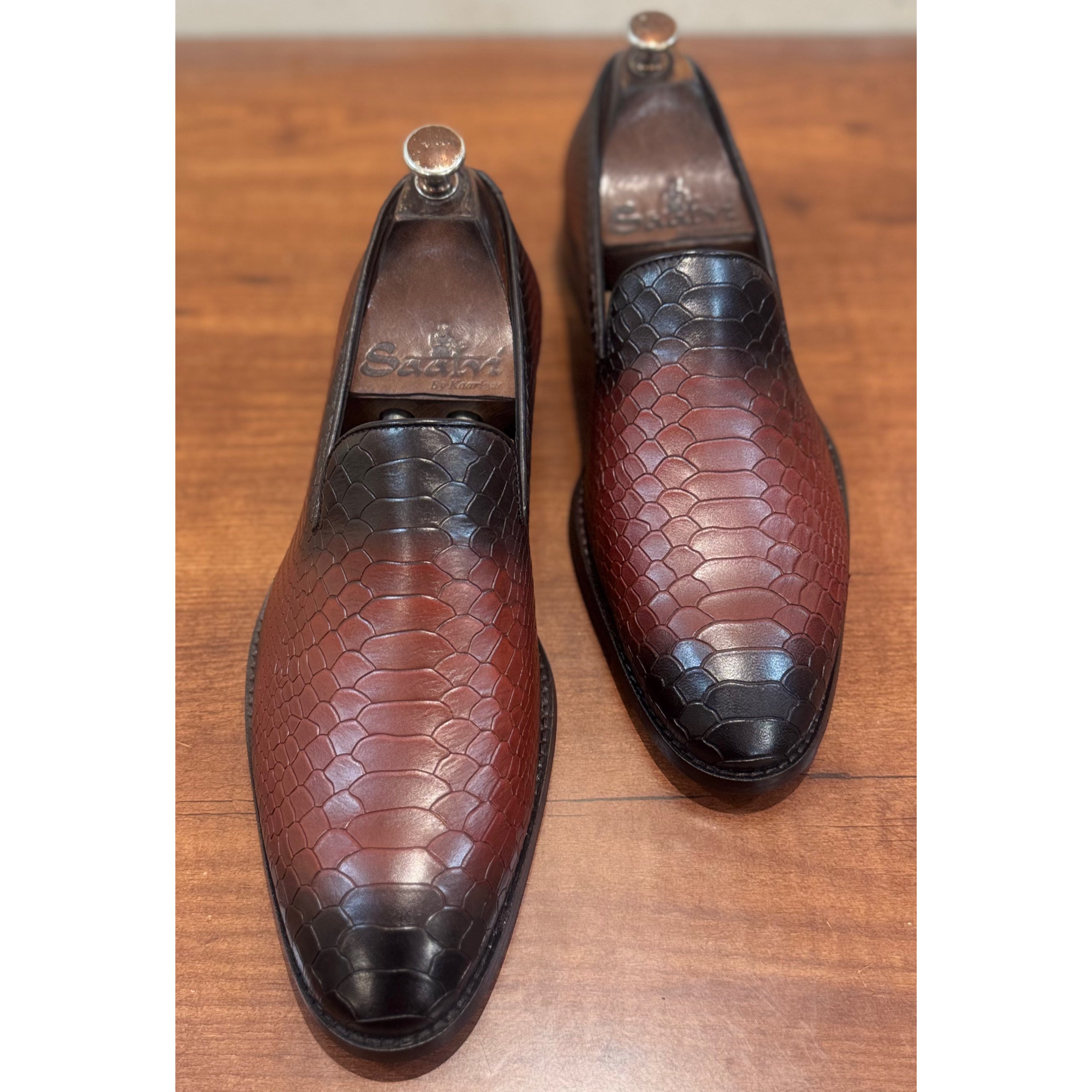 Python Embossed Loafers |Wine