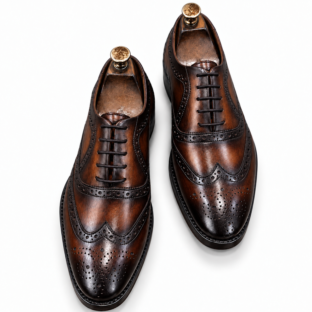 Dark Brown Imperial Hand-Patina Wingtip Oxford Shoes