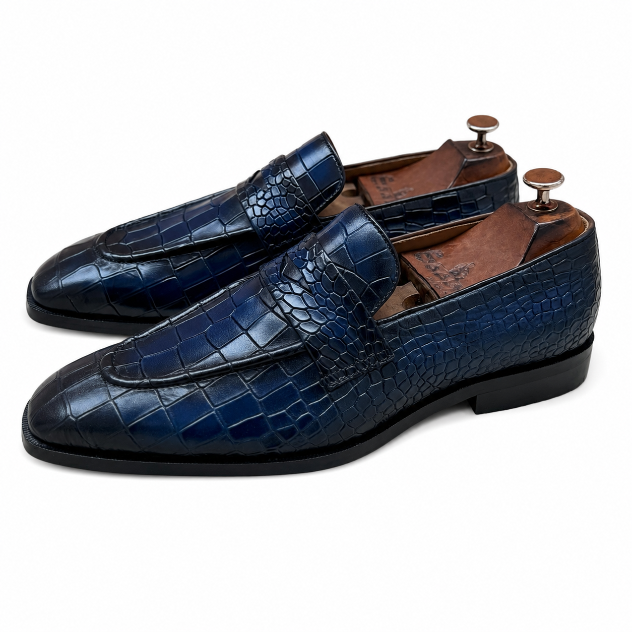 Monarch Azure Croco Penny Loafers