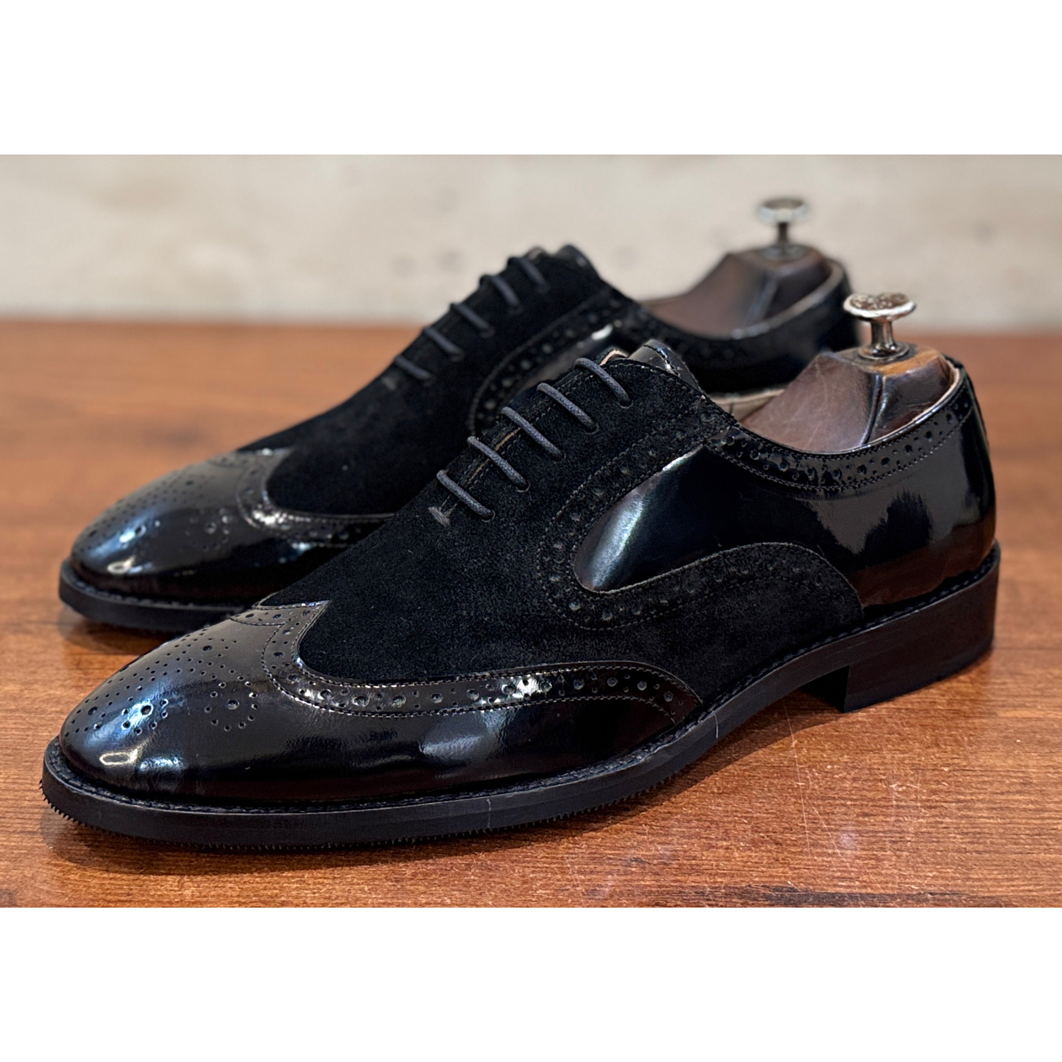 The Blackwood Royale – Patent & Suede Full Brogue Oxford