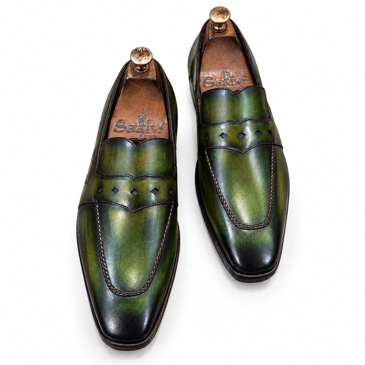 Saalvi Viridian Noir Patina Loafers