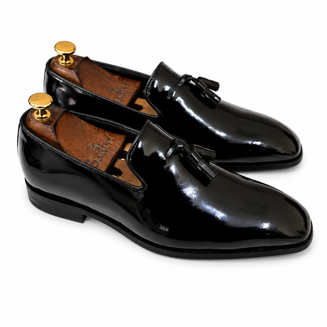 Black Patent Slipons With Tassels