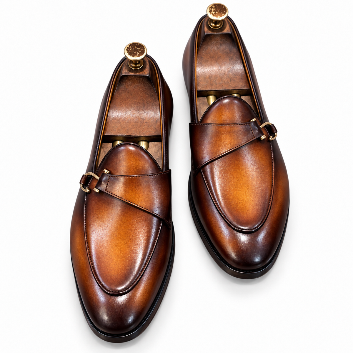 Aurelio – Cognac Hand-Patina Belgian Loafers
