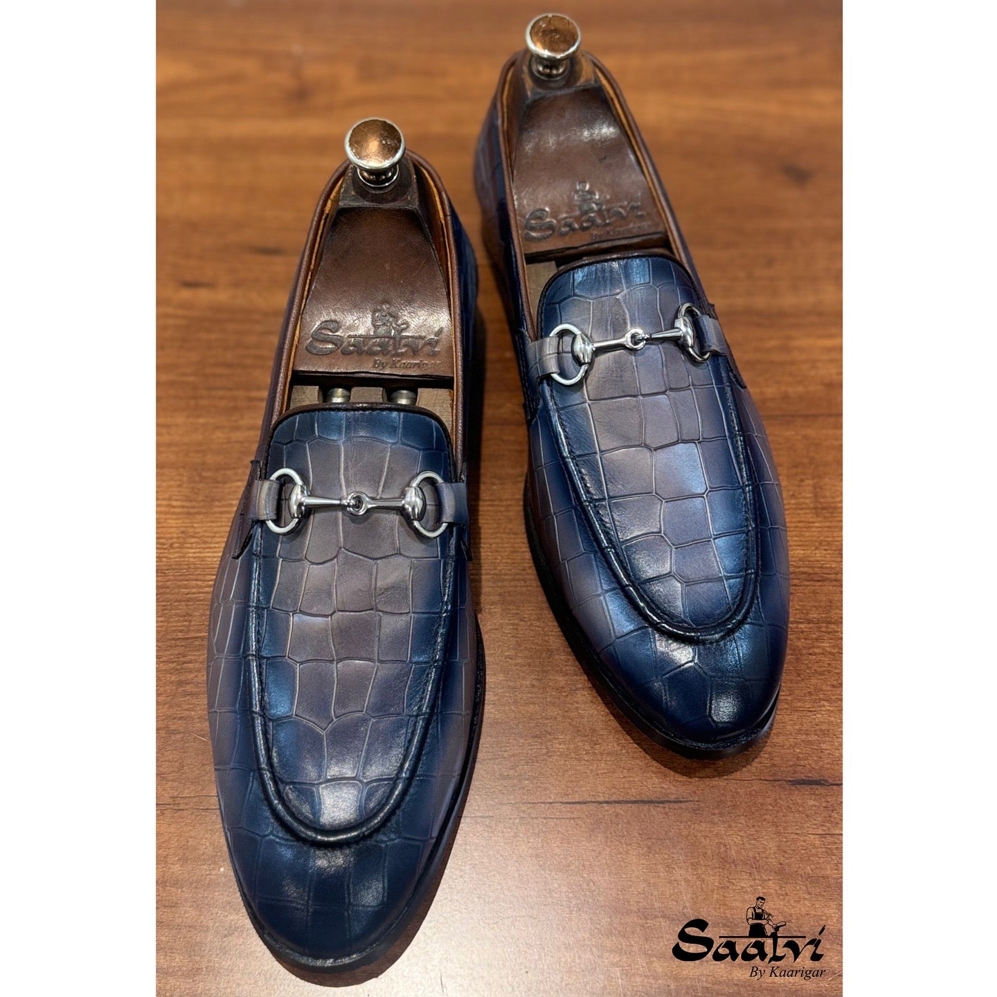 Crocodile Embossed Horsebit Loafers