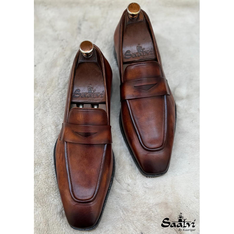 Penny Loafers Hand Patina Tan